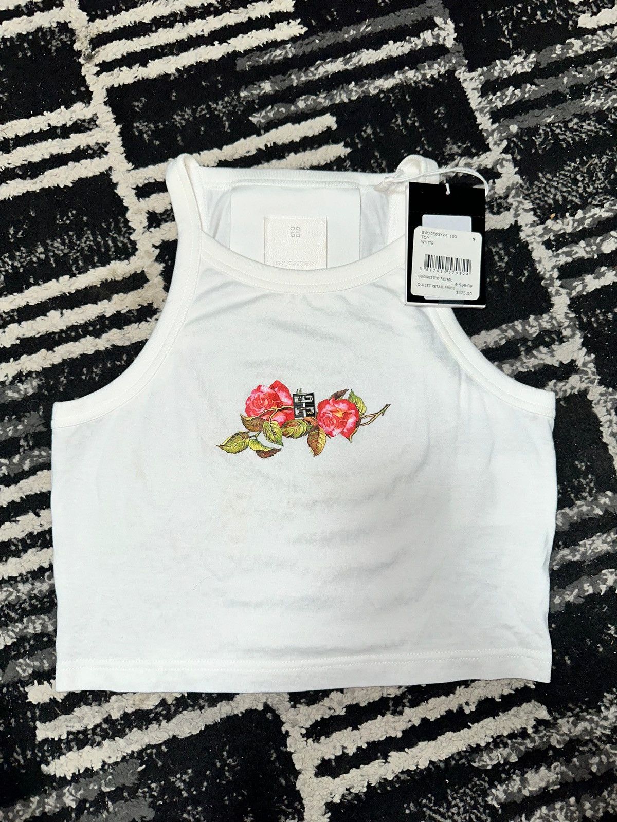 Givenchy GIVENCHY CROPPED TANK TOP IN COTTON WITH 4G AND ROSES PRINT Size S / US 4 / IT 40 - 1 Thumbnail