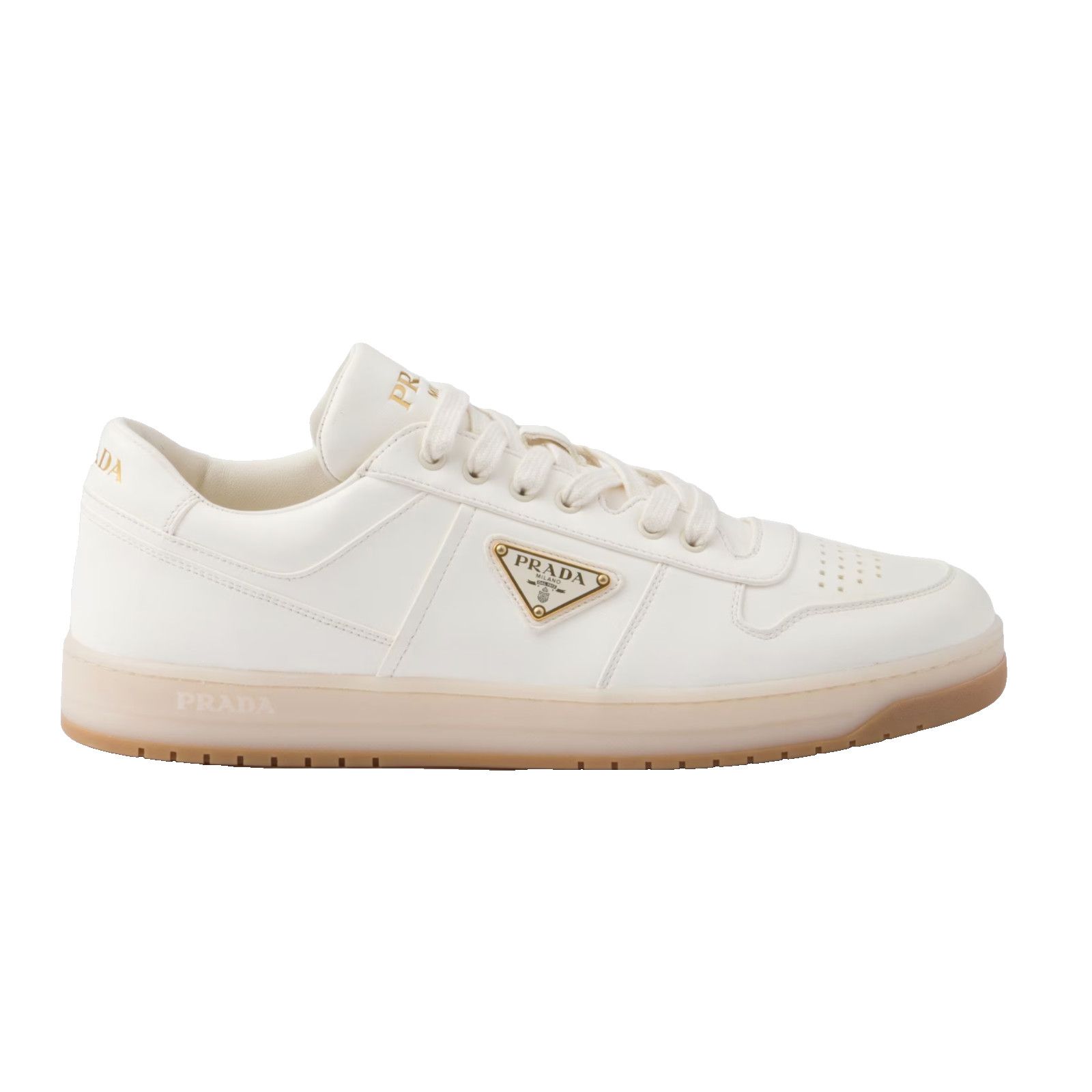 Prada Prada Downtown Leather Gold Logo Flat Low Top Sneaker 41 Size US 11 / IT 41 - 1 Thumbnail