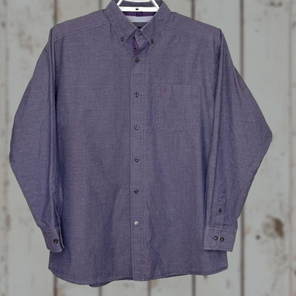Ariat Ariat Pro Series Button Down Shirt Mens L Purple Long Sleeve Cotton Blend Button-Up Chest Pocket Western Theme Size US L / EU 52-54 / 3 - 1 Thumbnail