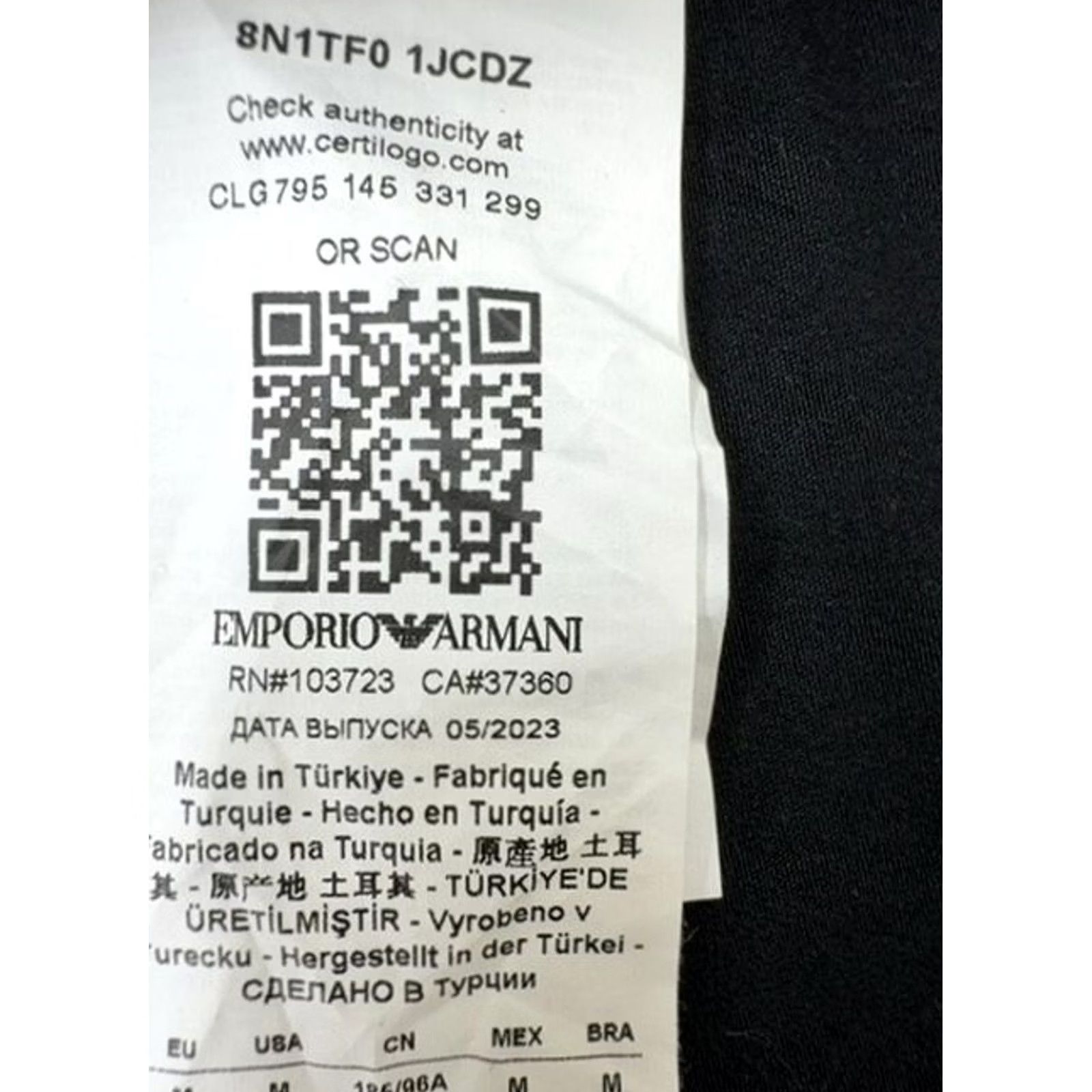 Emporio Armani Emporio Armani Men Black Logo Cotton Crew Neck T-Shirt M Size US M / EU 48-50 / 2 - 4 Thumbnail