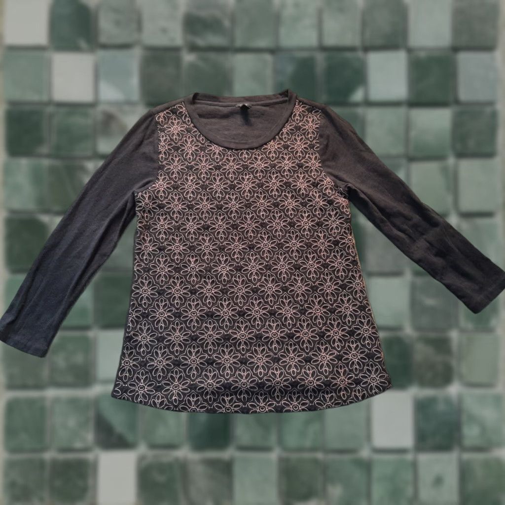 J.Crew J. Crew Blouse Top Shirt Women S Long Sleeve Black Floral Top blouse shirt Size S / US 4 / IT 40 - 1 Thumbnail