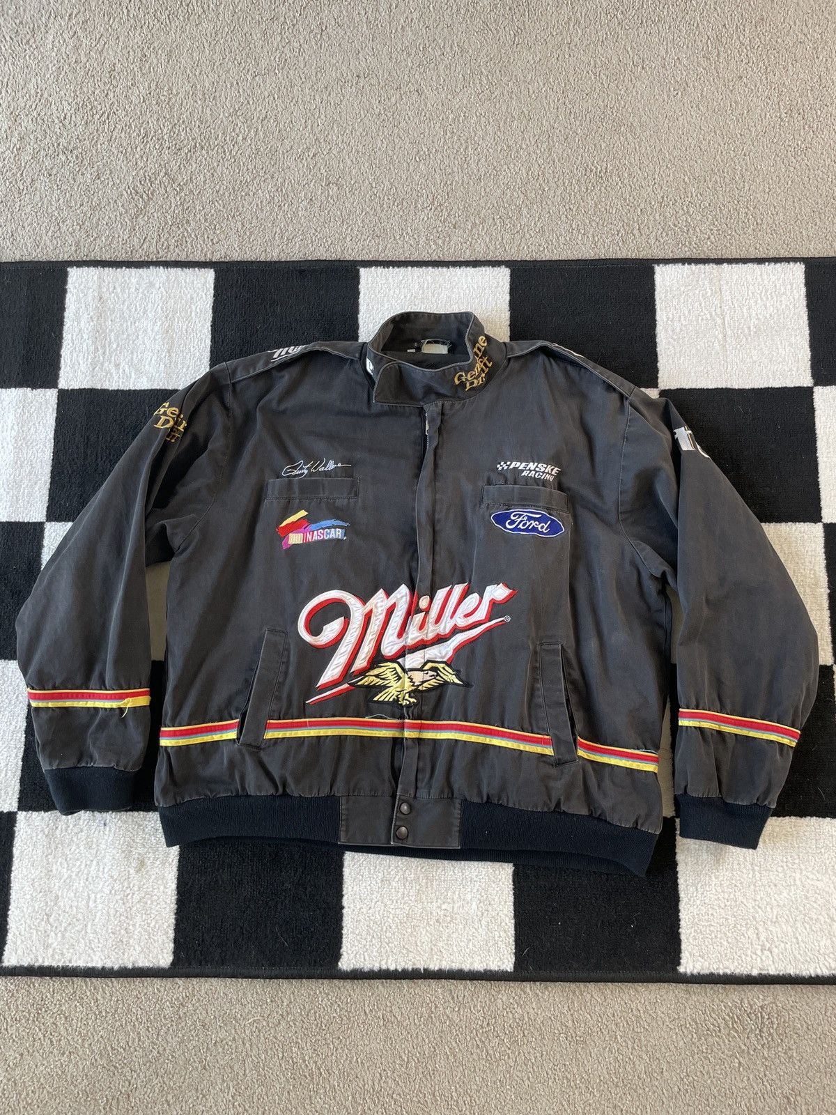 image of Ford x Nascar Vintage Nascar Rusty Wallace Racing Denim Jacket 1990S in Black, Men's (Size XL)