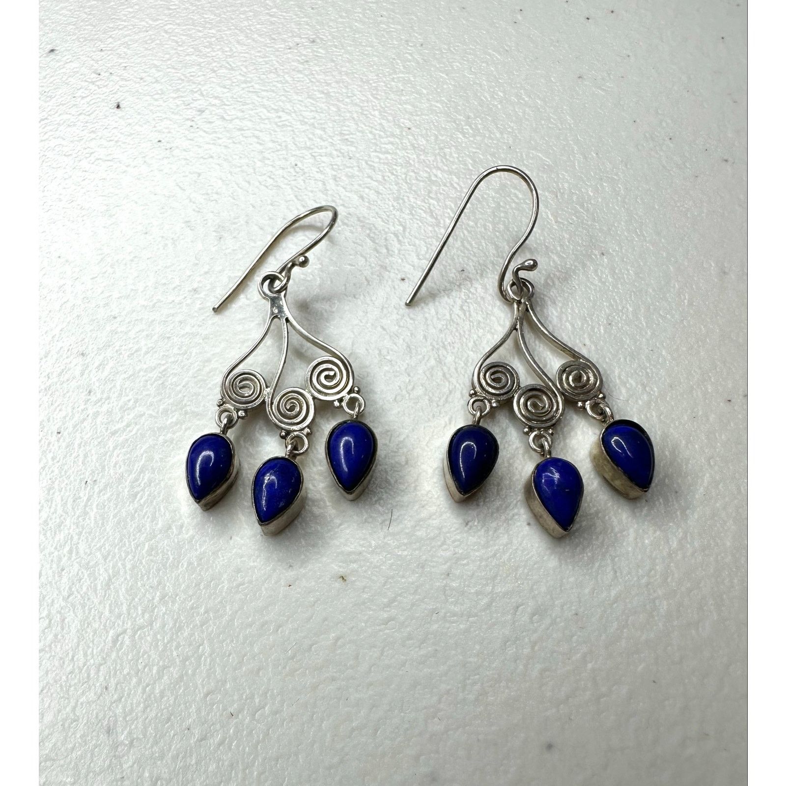 & Other Stories Vintage 925 Sterling Silver Lapis Lazuli Dangle Earrings Size ONE SIZE - 1 Thumbnail
