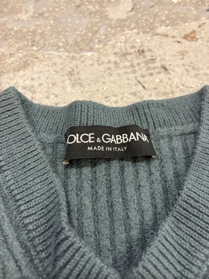 Dolce & Gabbana 2000s Dolce & Gabbana Blue Wool V-Neck Sweater Size US XS / EU 42 / 0 - 7 Thumbnail