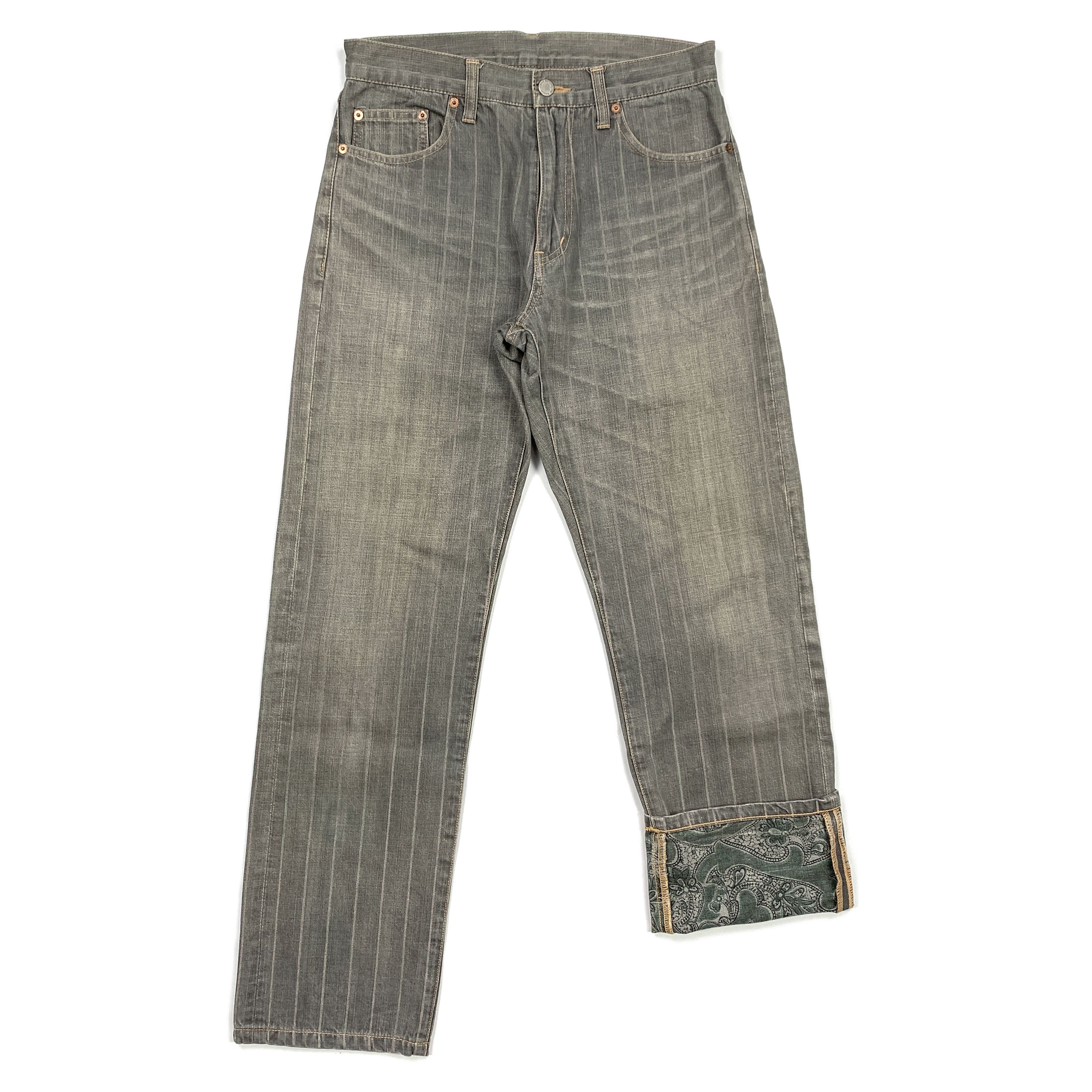 Comme des Garcons Homme Plus 2004 Striped / Paisley Denim Jeans Size US 30 / EU 46 - 1 Thumbnail