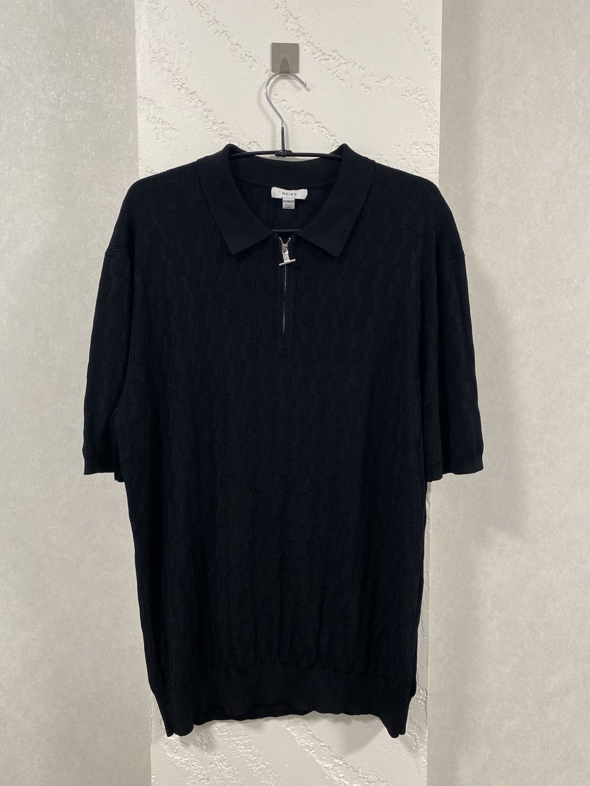 Reiss Reiss Luxury Weaving Black Polo Shirt Size: L Size US L / EU 52-54 / 3 - 1 Thumbnail
