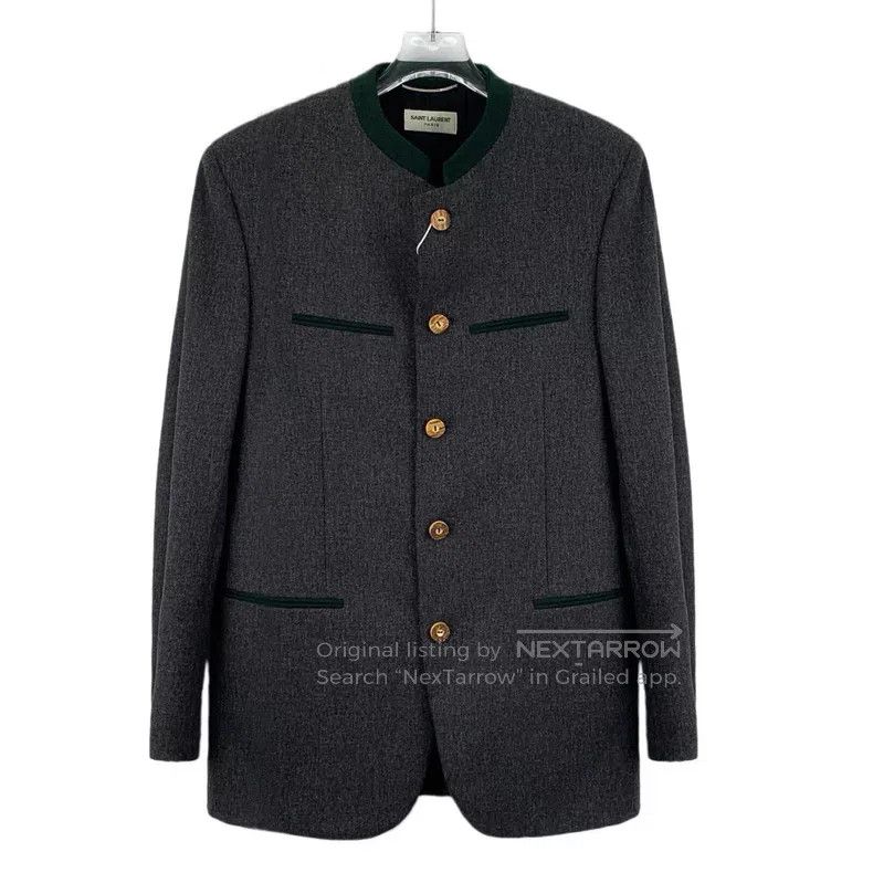 Saint Laurent Paris Saint Laurent Paris Dark Gray Wool Crew Neck Single-Breast Size US S / EU 44-46 / 1 - 1 Thumbnail
