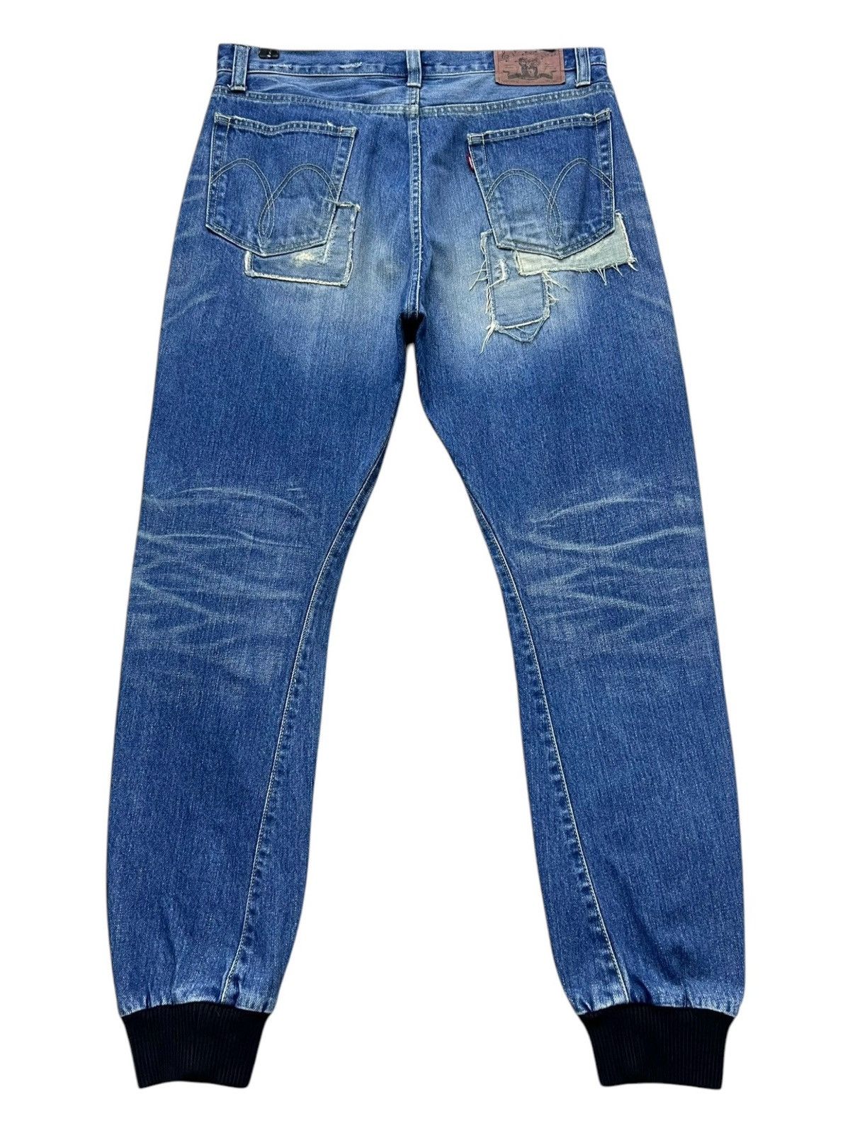 Japanese Brand Grunge Boro Patchwork Distressed Hybrid Denim Jogger RARE Size US 32 / EU 48 - 4 Thumbnail