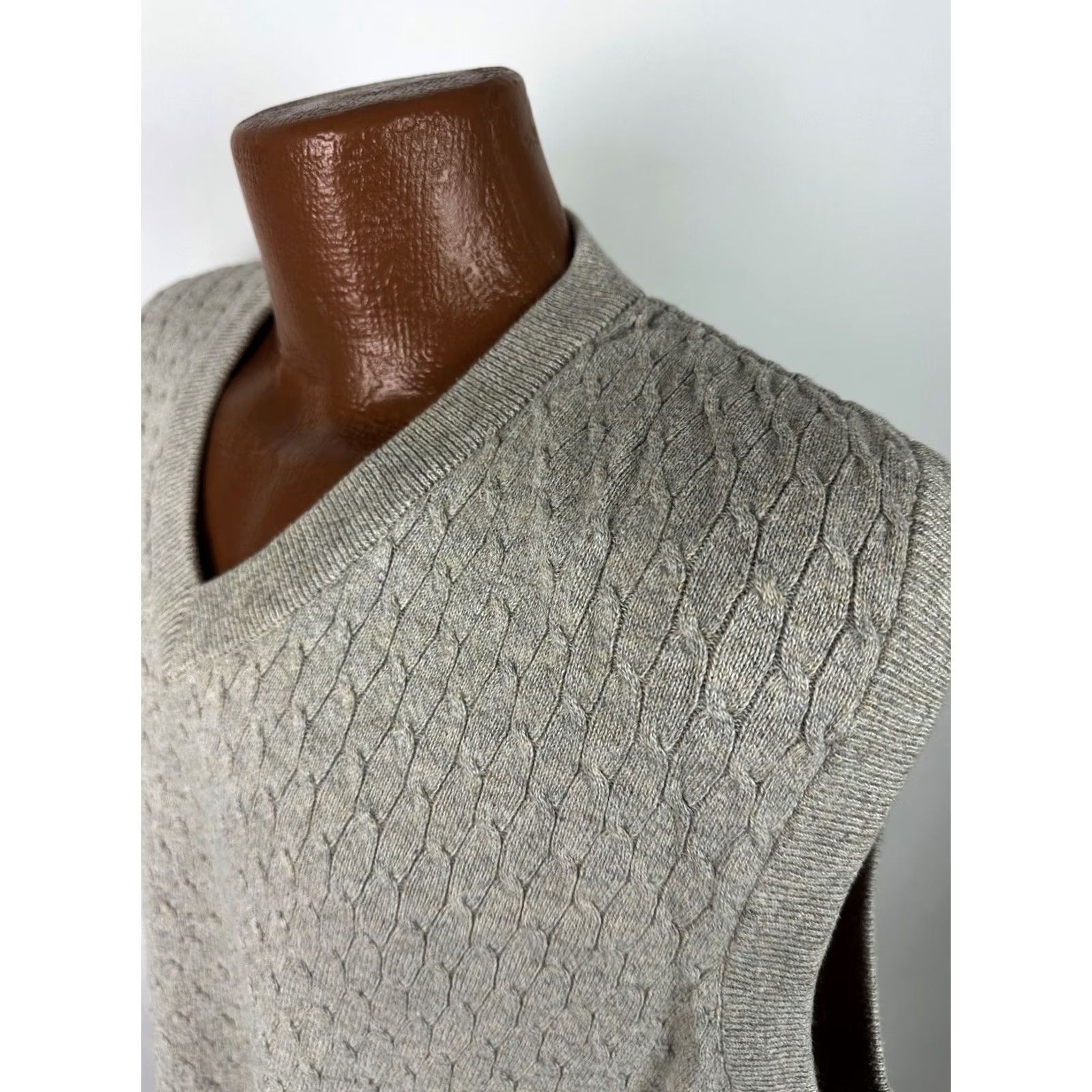 Vintage VINTAGE Grand Slam Sweater Vest Mens XL Beige Cable Knit Cotton Golf Grandpa Dad 90s Size US XL / EU 56 / 4 - 5 Thumbnail