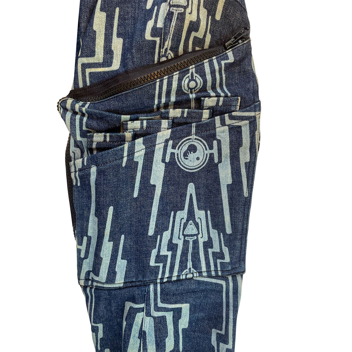 Beauty Beast 90s Fotus Flare Cargo Denim Pants Size US 29 - 3 Thumbnail