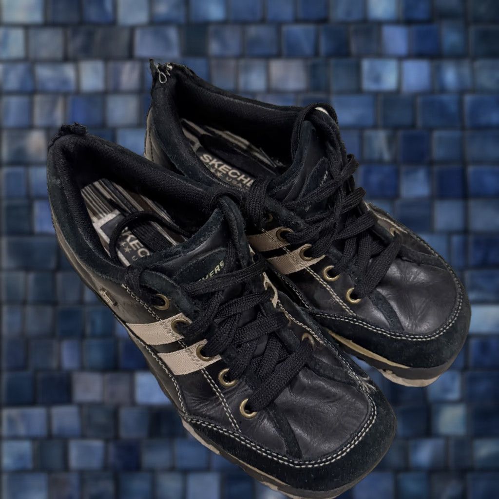 SKECHERS Skechers Sneakers Women Black Retro Suede Leather Size 8.5 46077 Tears Distres Size US 6 / IT 36 - 1 Thumbnail