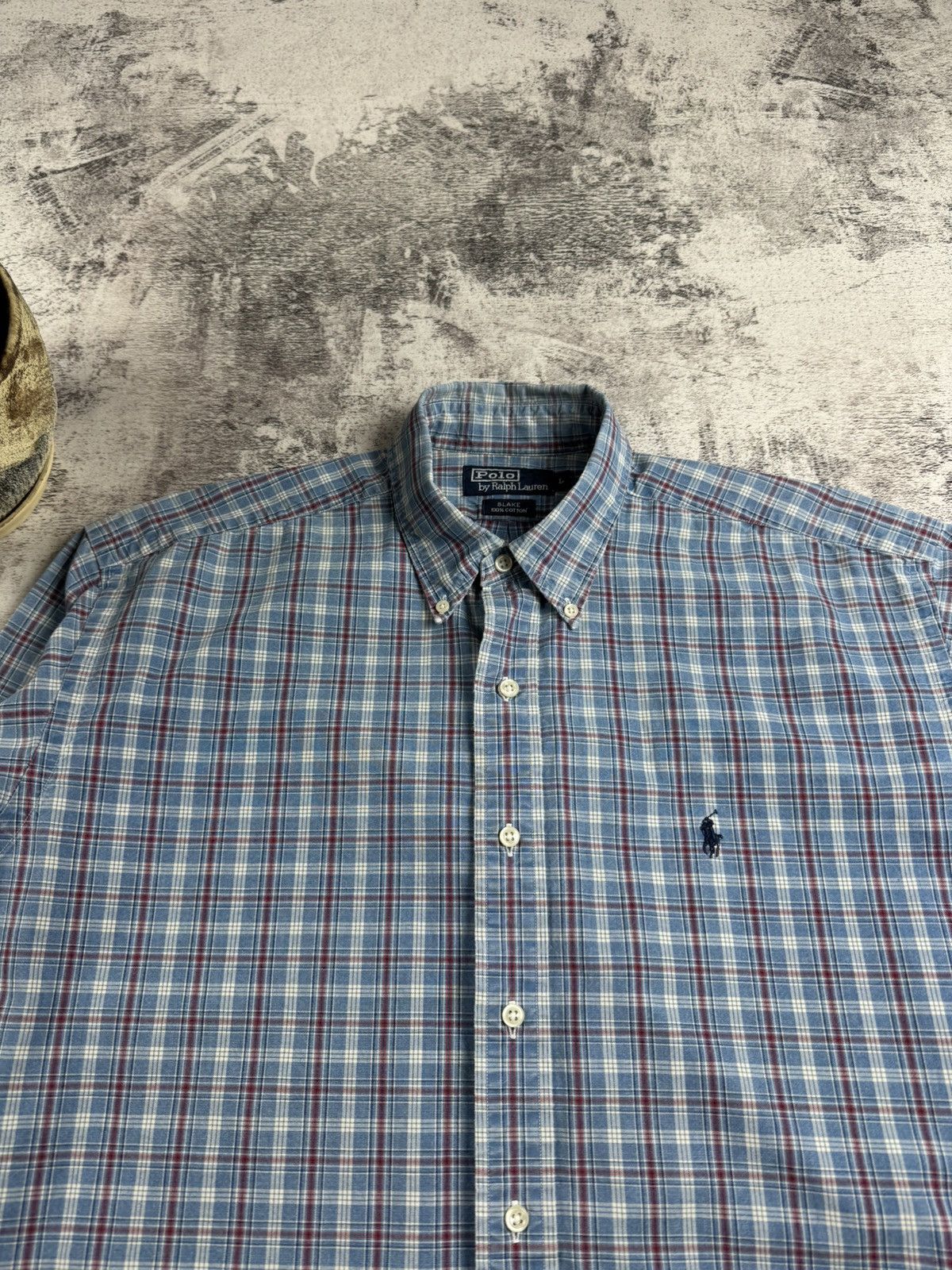 Polo Ralph Lauren Polo Ralph Lauren Blake Plaid Large Button Checked Blue Oxford LongSleeve Shirt Size US L / EU 52-54 / 3 - 6 Thumbnail