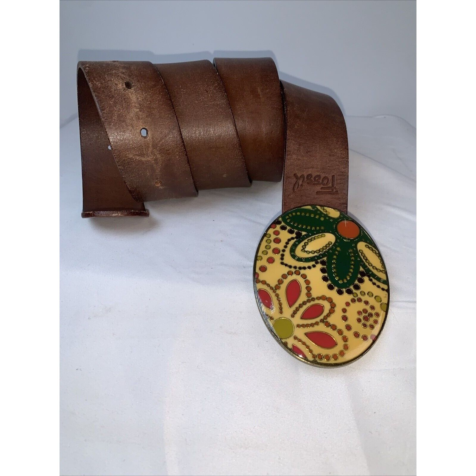 Fossil Fossil Women’s Vintage Brown Belt with Groovy Whimsical Buck Size ONE SIZE - 6 Thumbnail