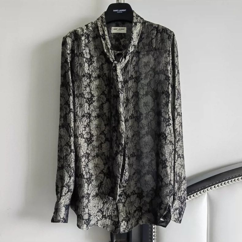Yves Saint Laurent saint laurent size 39 16 FW gilded hibiscus shirt 2501-Next Size US M / EU 48-50 / 2 - 1 Thumbnail