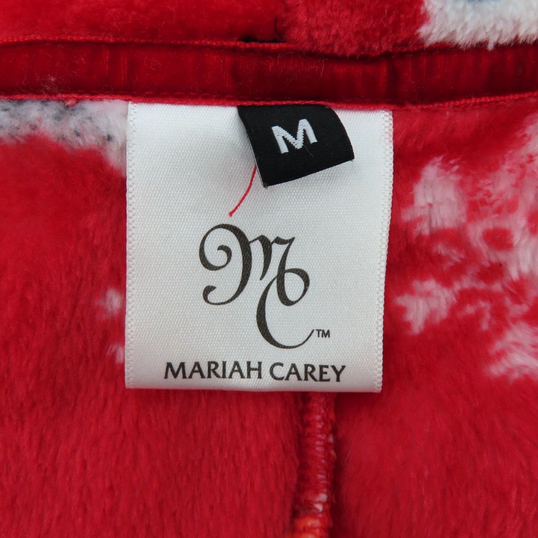 Vintage Mariah Carey Pajama Hooded One Piece Jumpsuit Christmas Holiday Adult Medium Red Polyester Fleece Zip Pocket Women Clothing Size 32" / US 10 / IT 46 - 7 Thumbnail