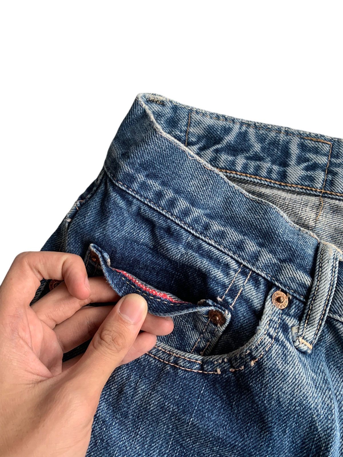 Japanese Brand × Jean Vintage Hr Market Button Fly Selvedge Distressed Denim Size US 30 / EU 46 - 11 Thumbnail