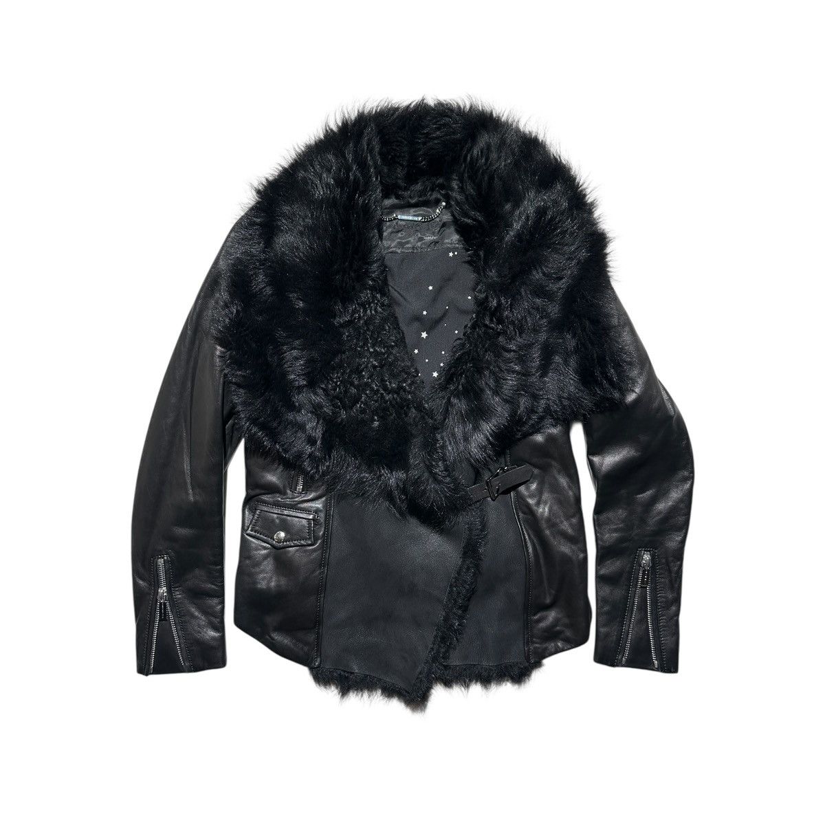 Barbara Bui Fur detailed zip leather jacket Size S / US 4 / IT 40 - 1 Thumbnail