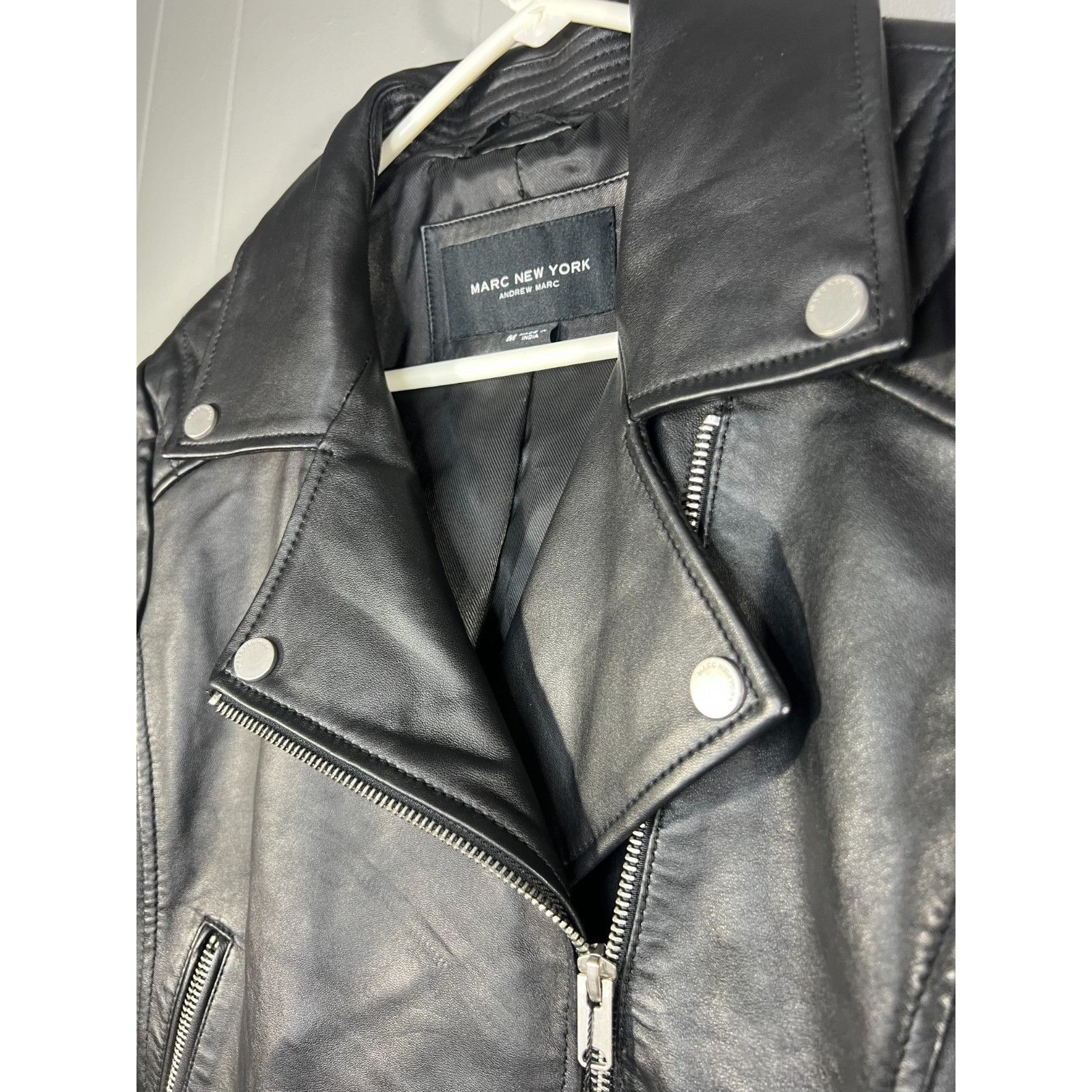 Andrew Marc NWT Marc New York Andrew Marc Black Leather Biker Moto Jacke Size M / US 6-8 / IT 42-44 - 3 Thumbnail