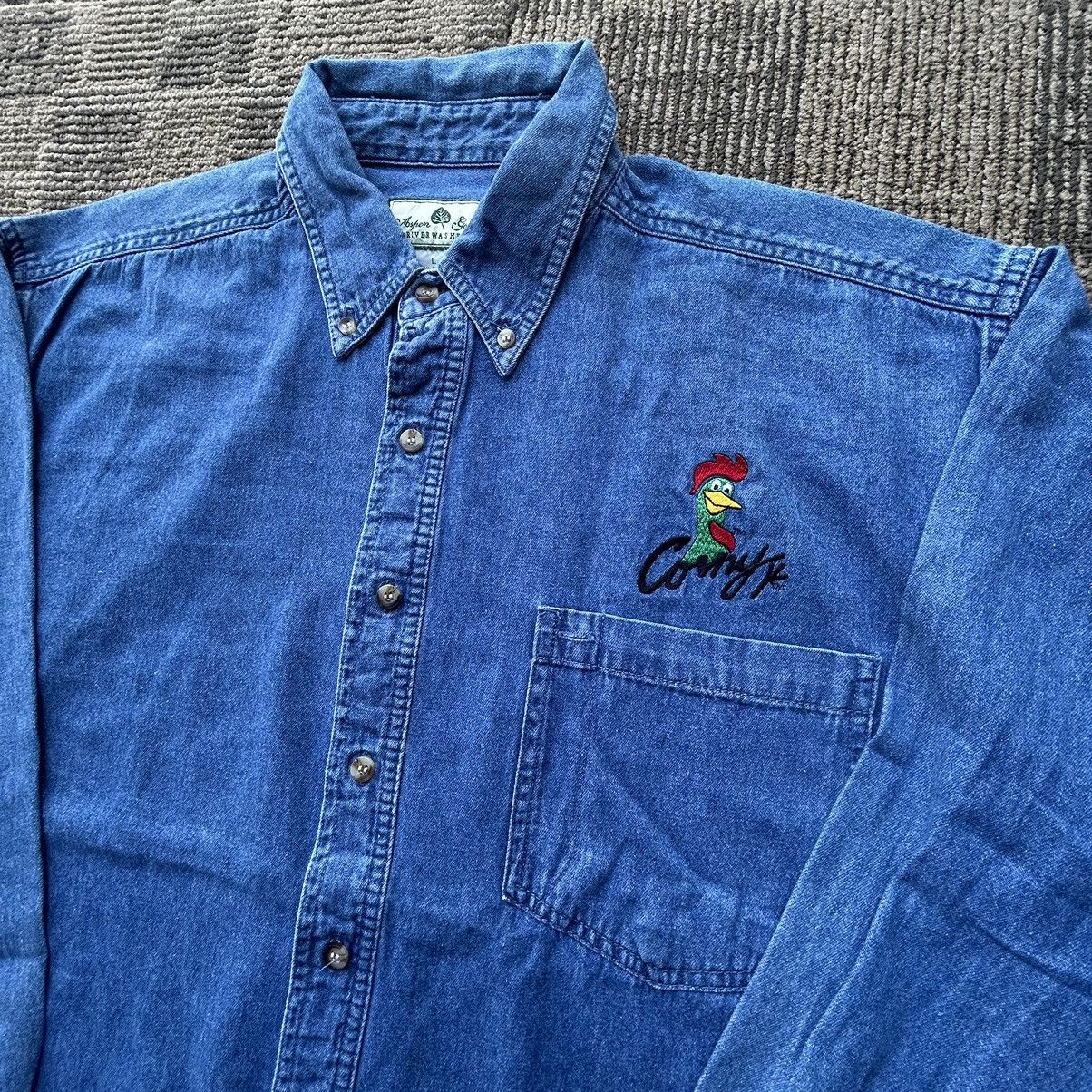 Vintage Vtg Kellogg’s Corn Flakes Embroidered Graphic Denim Shirt Size US L / EU 52-54 / 3 - 2 Thumbnail