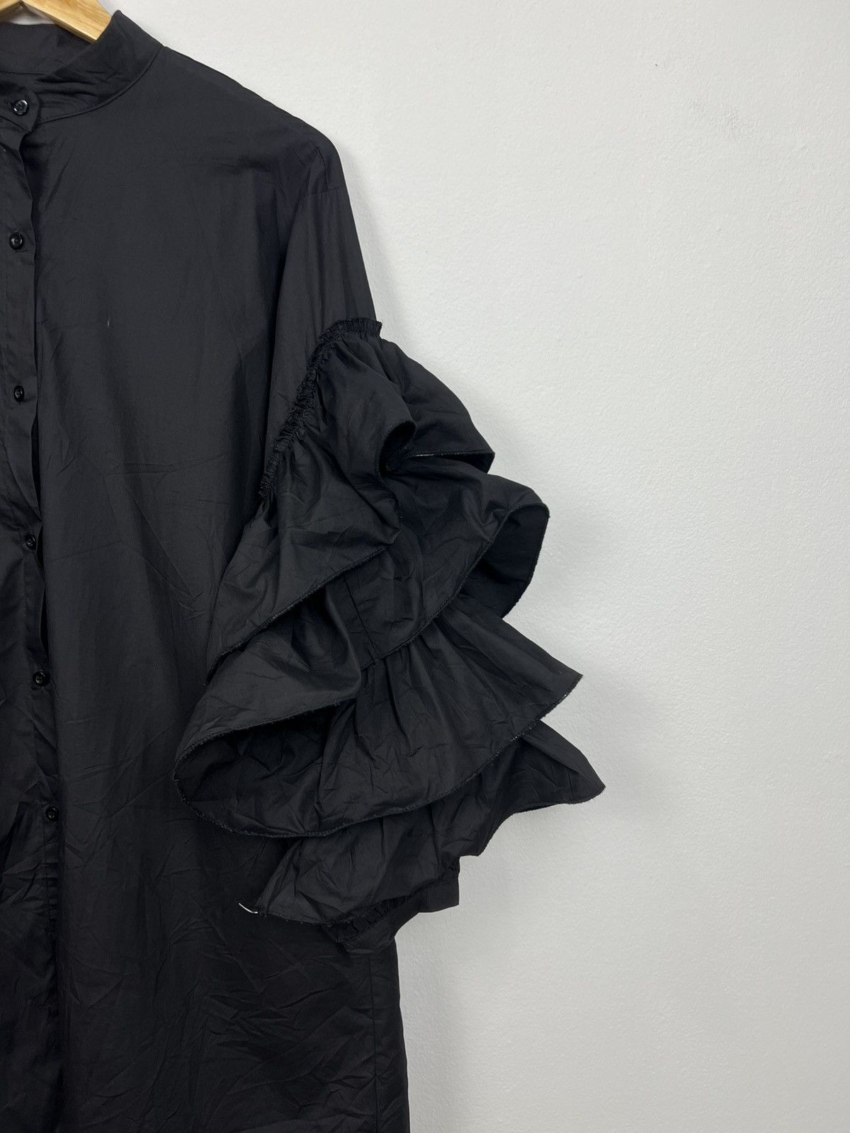 Japanese Brand Japan Architectural Tiered Ruffle Sleeve Shirt Dress Size ONE SIZE - 3 Thumbnail