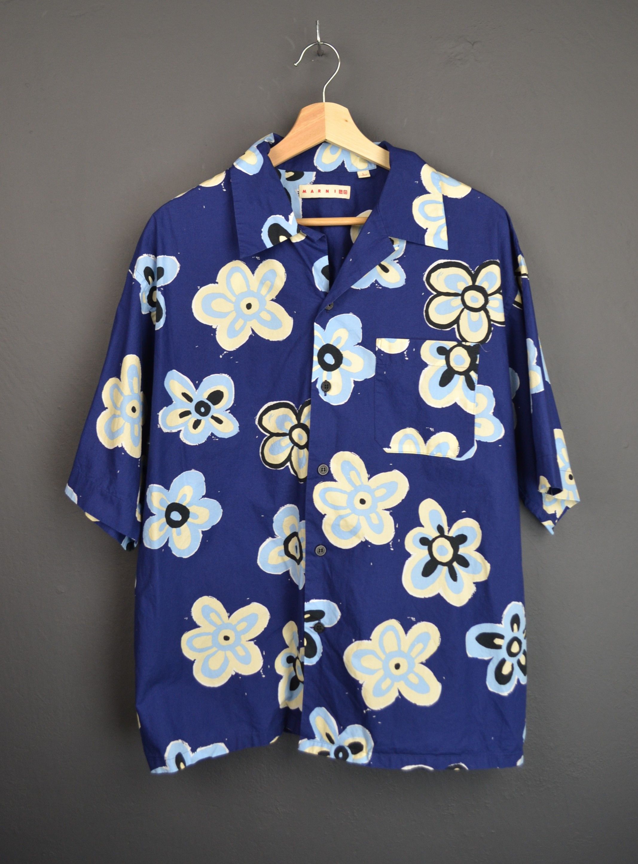 Marni Marni Uniqlo Oversized Open Collar Hawaiian Shirt Blue L Size US L / EU 52-54 / 3 - 1 Thumbnail