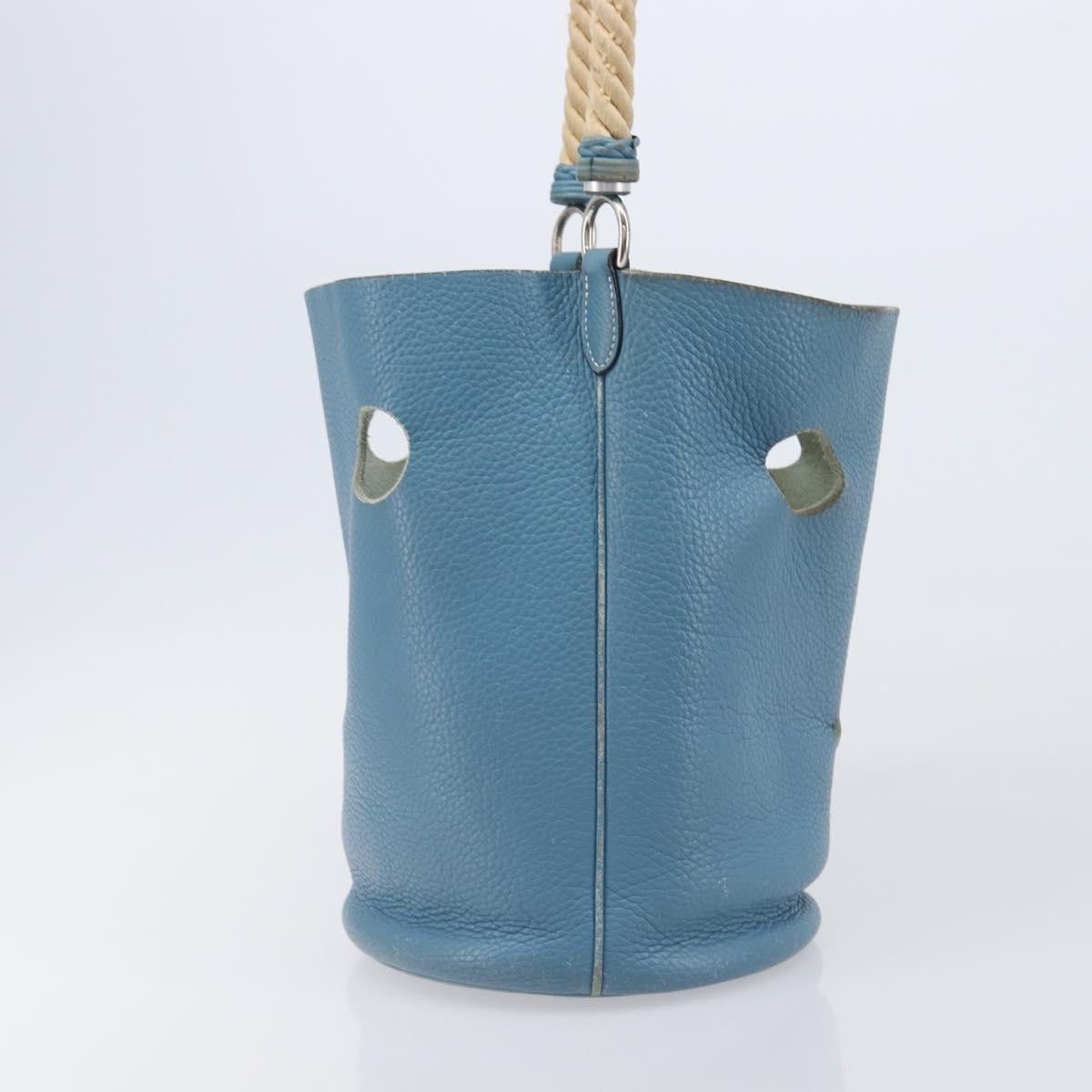 Hermes HERMES Manjoire Shoulder Bag Leather Light Blue Silver Auth Size ONE SIZE - 4 Thumbnail