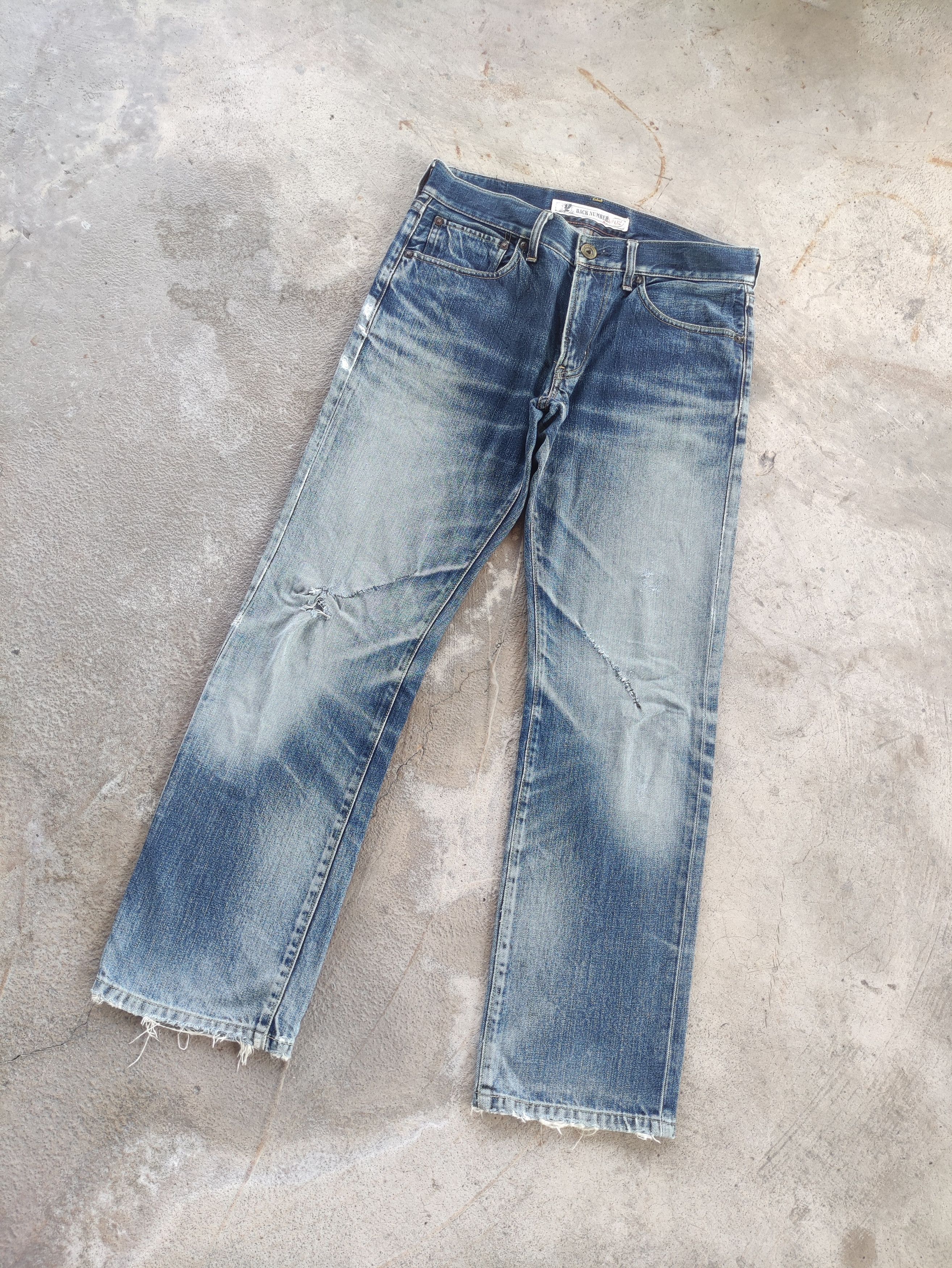 Japanese Brand Vintage Back Number Jean Distressed Faded Denim Pants Size US 33 - 2 Thumbnail