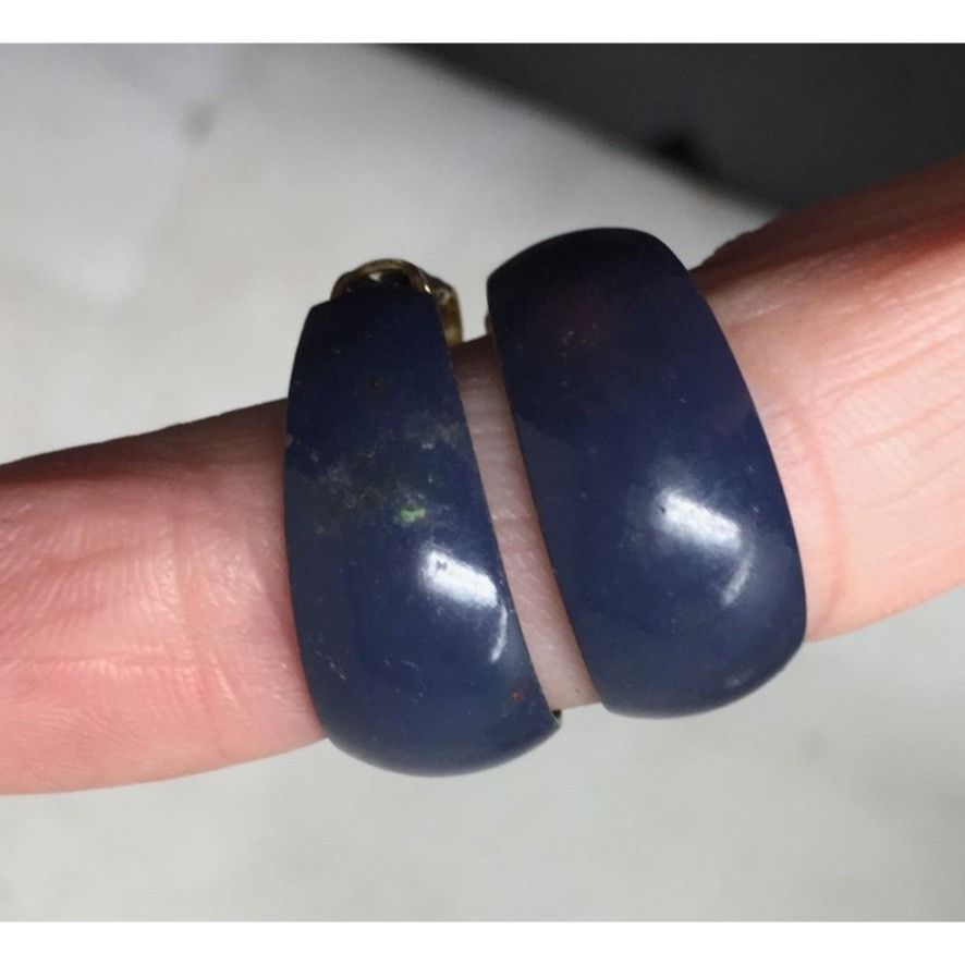 Other Women's Vintage Chunky Navy Blue and Gold tone Hoop Clip On Size ONE SIZE - 4 Thumbnail