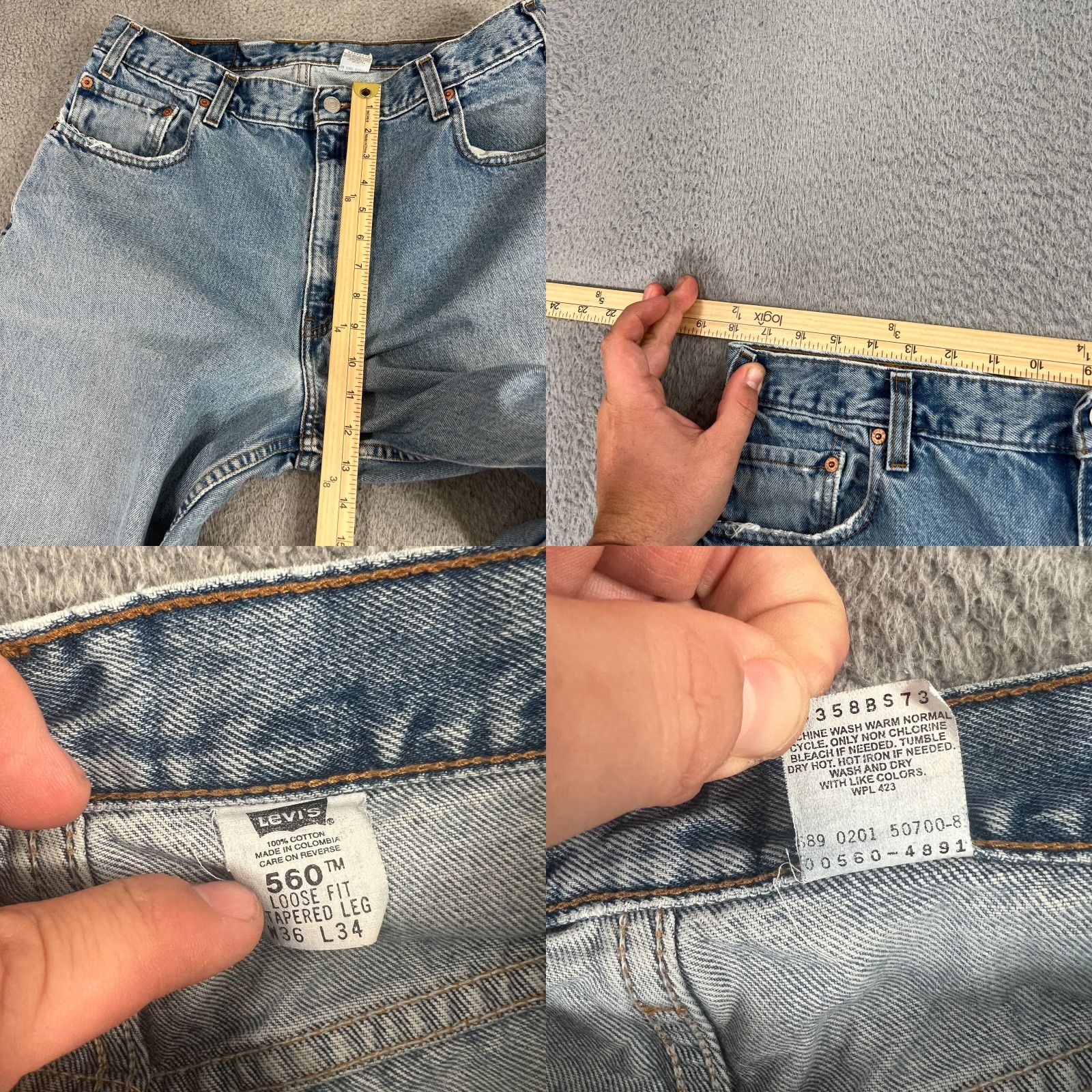 Levi's Vintage Levi's 560 Tapered Fit Men’s Jeans 36x34 Blue Distressed Cotton Denim Size US 36 / EU 52 - 8 Thumbnail