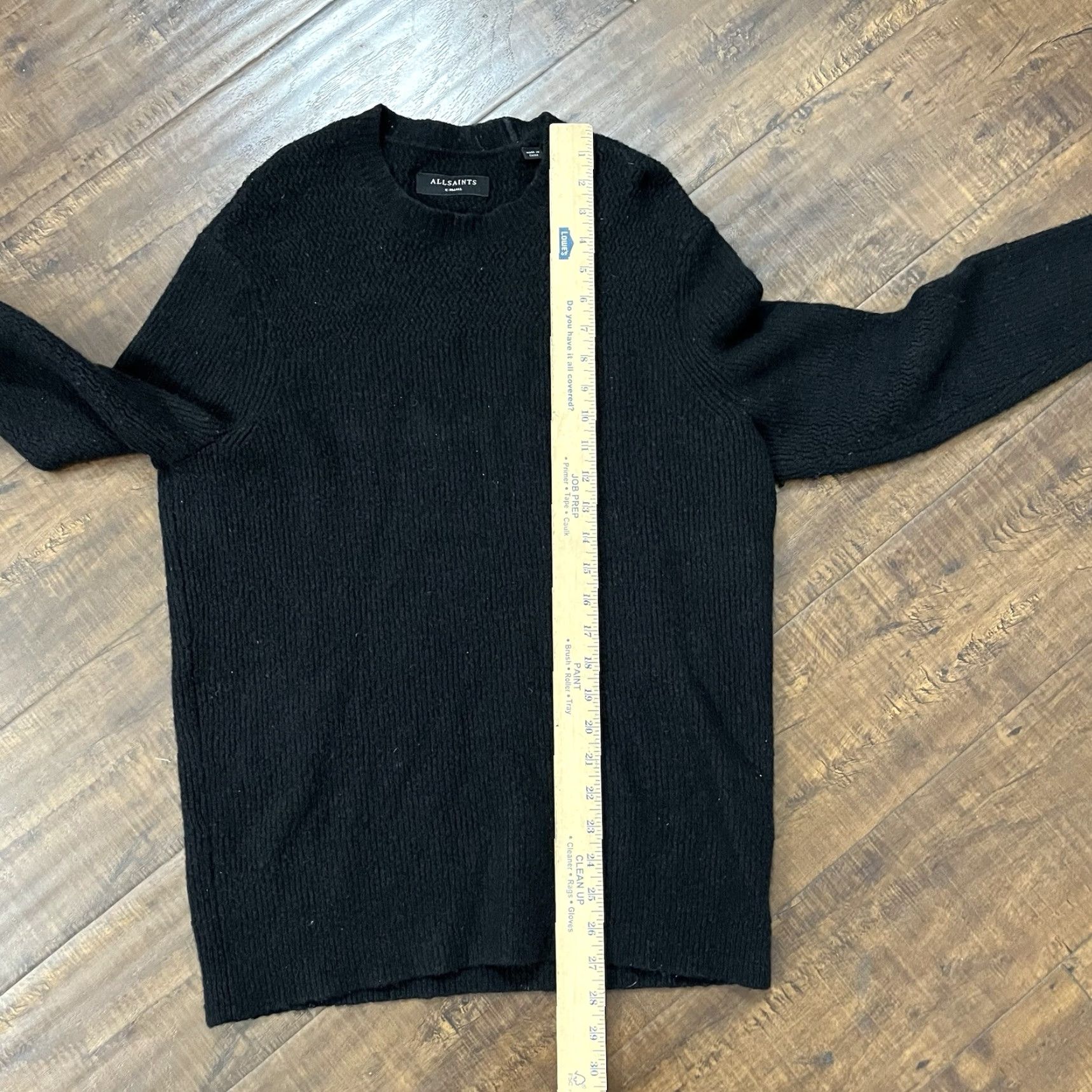 Allsaints AllSaints Jumper Adult XS Black Wool Knit Crew Neck Slim Pullover Designer Sweater Mens Size US XS / EU 42 / 0 - 7 Thumbnail