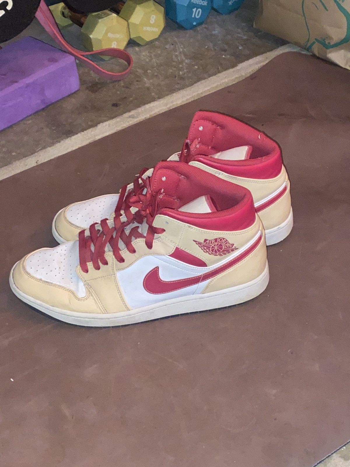 Jordan Brand High Top Jordan 1 Red White and Tan Size US 14 / EU 47 - 1 Thumbnail