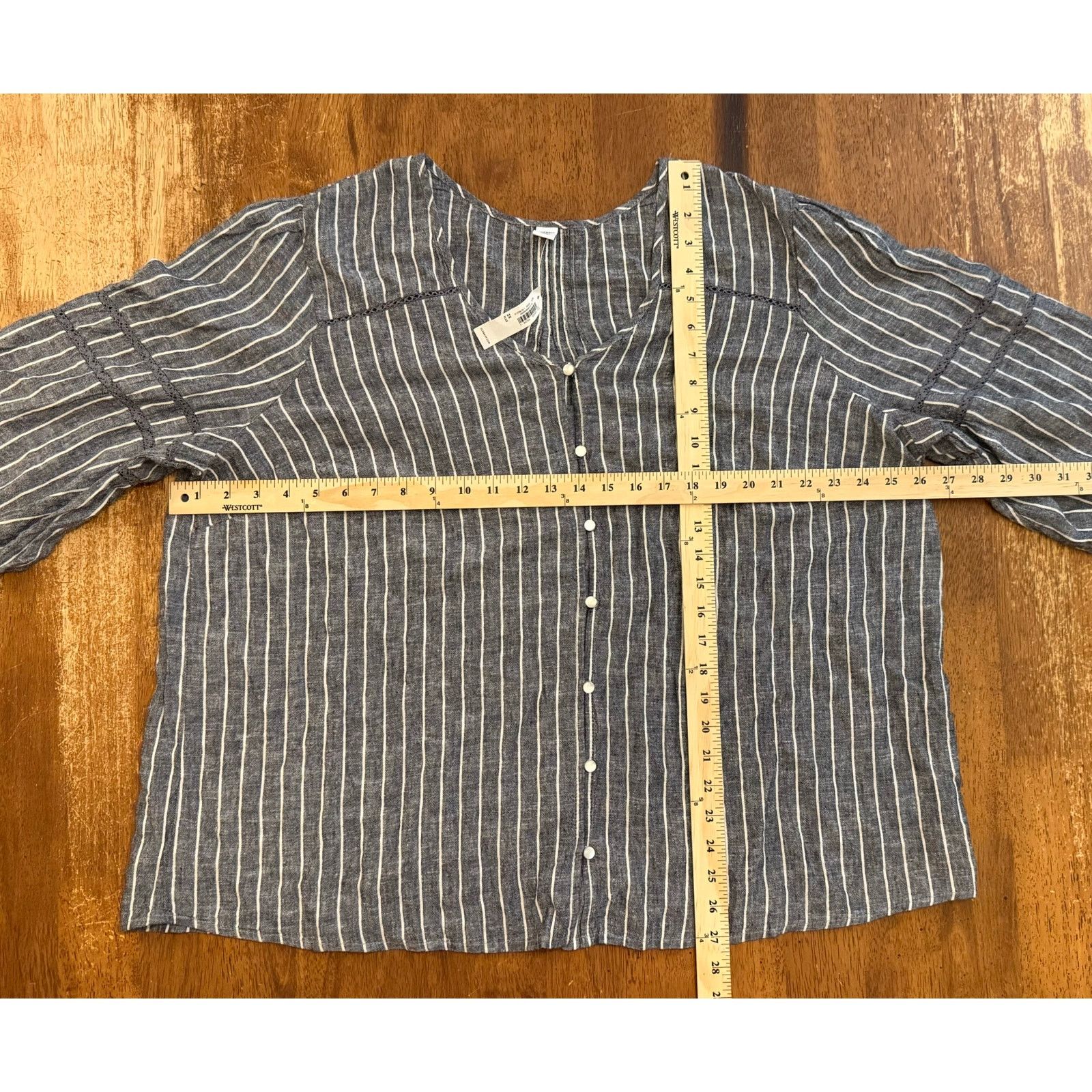 Old Navy NWT Old Navy Women's Gray White Stripes 3/4 Sleeve Top 2X Size XXL / US 16-18 / IT 52-54 - 5 Thumbnail