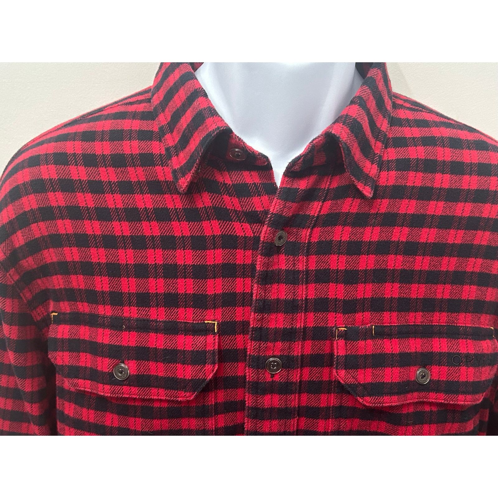 Orvis Orvis Mens Medium Red Black Check Flannel Shirt Active Fit Size US M / EU 48-50 / 2 - 5 Thumbnail