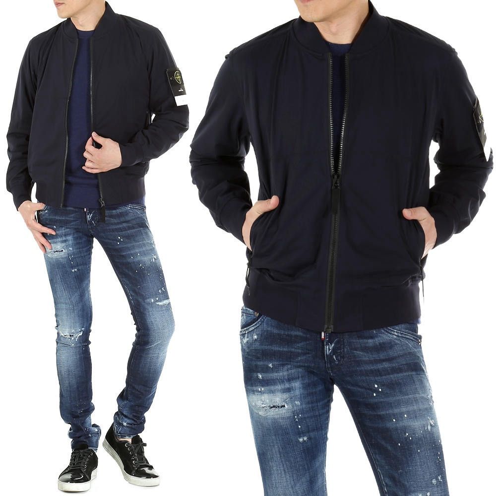 Stone Island 🔥850$ Stone Island Light Soft Shell Grid Bomber Jacket Navy Size US L / EU 52-54 / 3 - 25 Thumbnail
