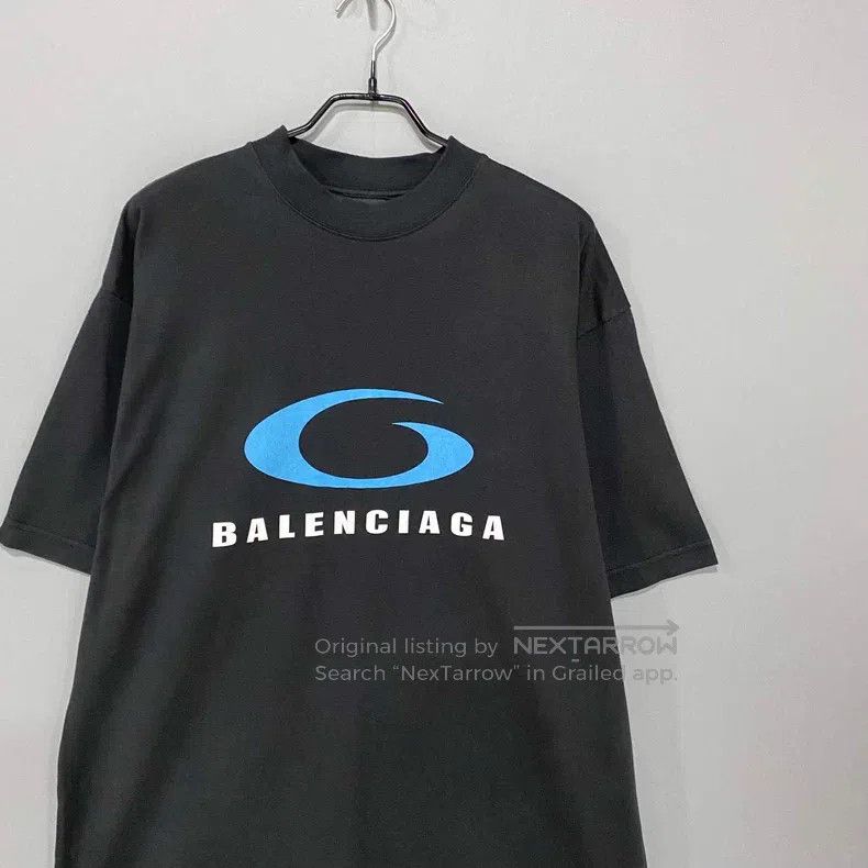 Balenciaga Balenciaga Blue Ring Wave Printed Aged Short Sleeve Size US M / EU 48-50 / 2 - 2 Thumbnail