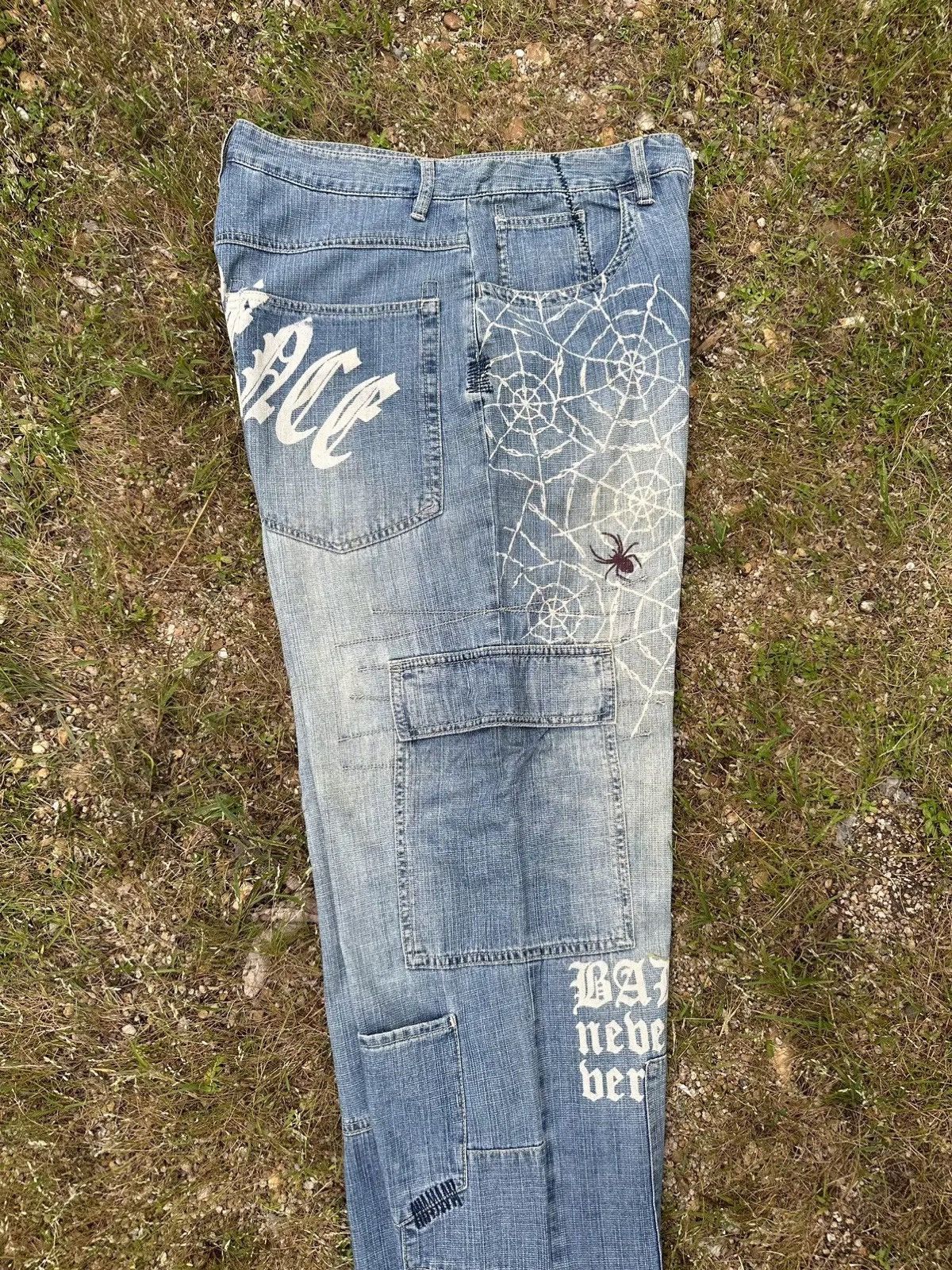 If Six Was Nine STEALS💥 JAPANESE BAGGY RAPPER PATCHWORK TRAVIS DENIM PANTS Size US 31 - 16 Thumbnail