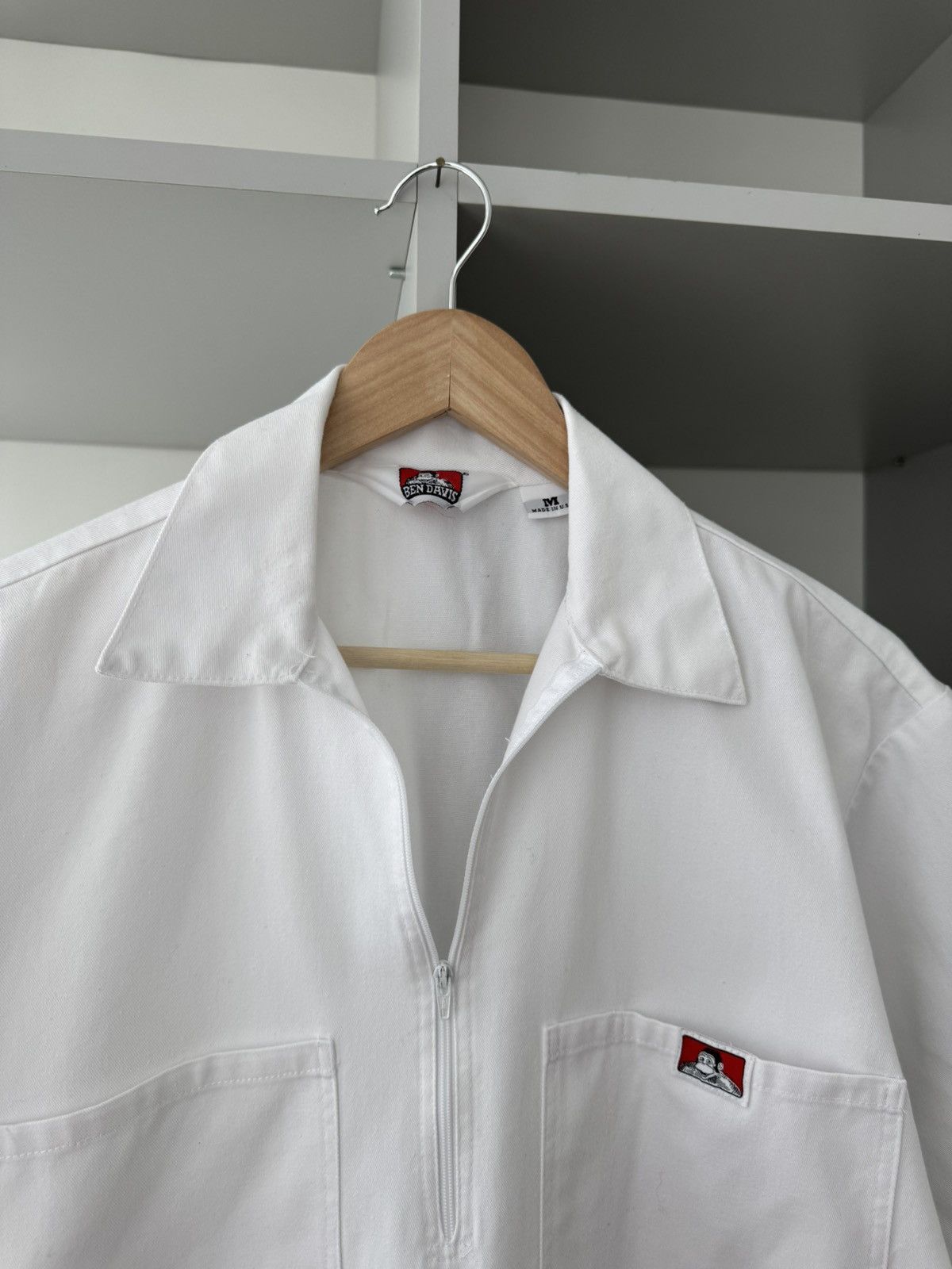 Ben Davis Ben Devis Vintage White 1/3 Zip Pocket Polo Shirt Size US M / EU 48-50 / 2 - 5 Thumbnail