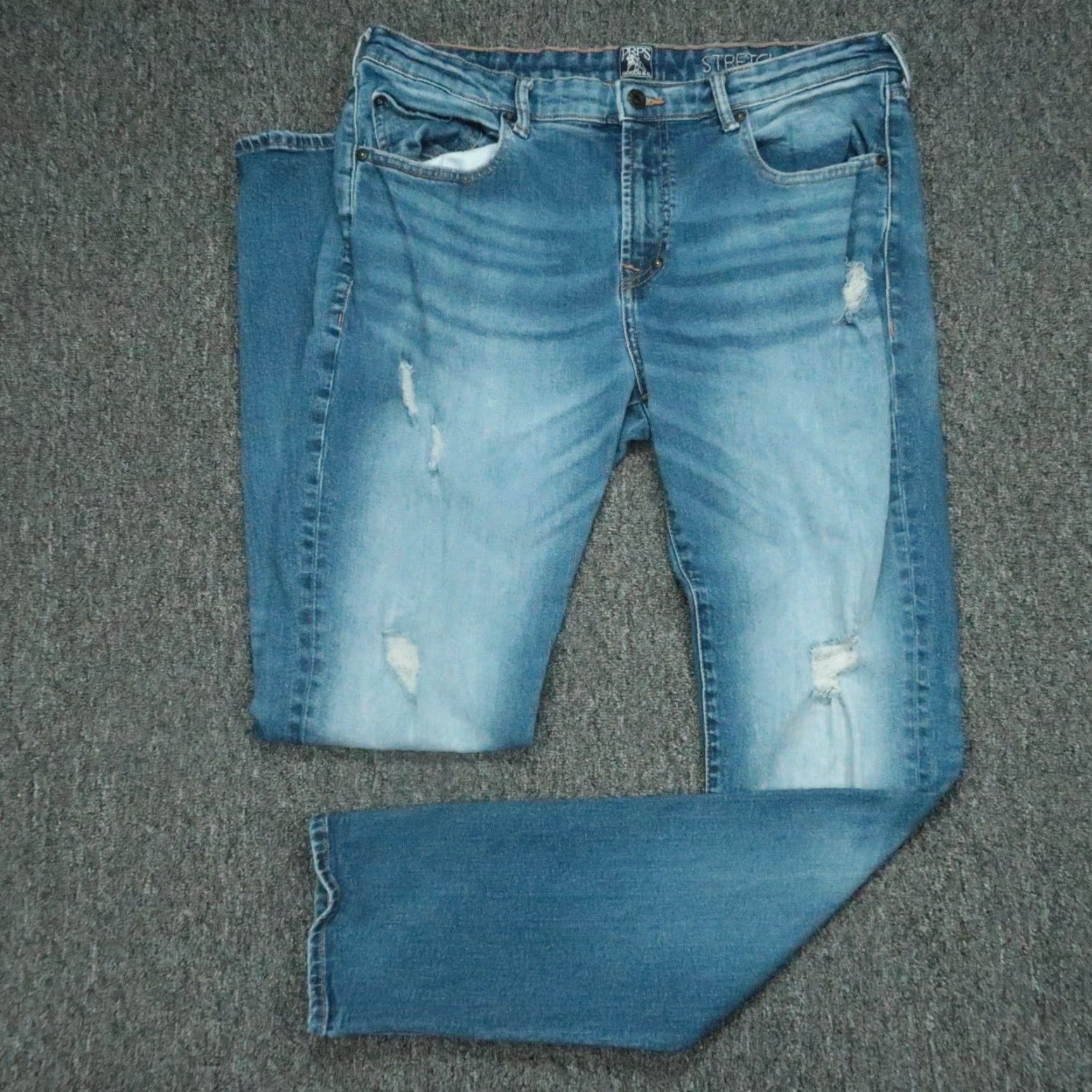 Prps PRPS Jeans Mens 36x34 Indigo Blue Le Sabre 5 Pocket Denim Distressed Straight R 34in Inseam Mens Size US 36 / EU 52 - 2 Thumbnail