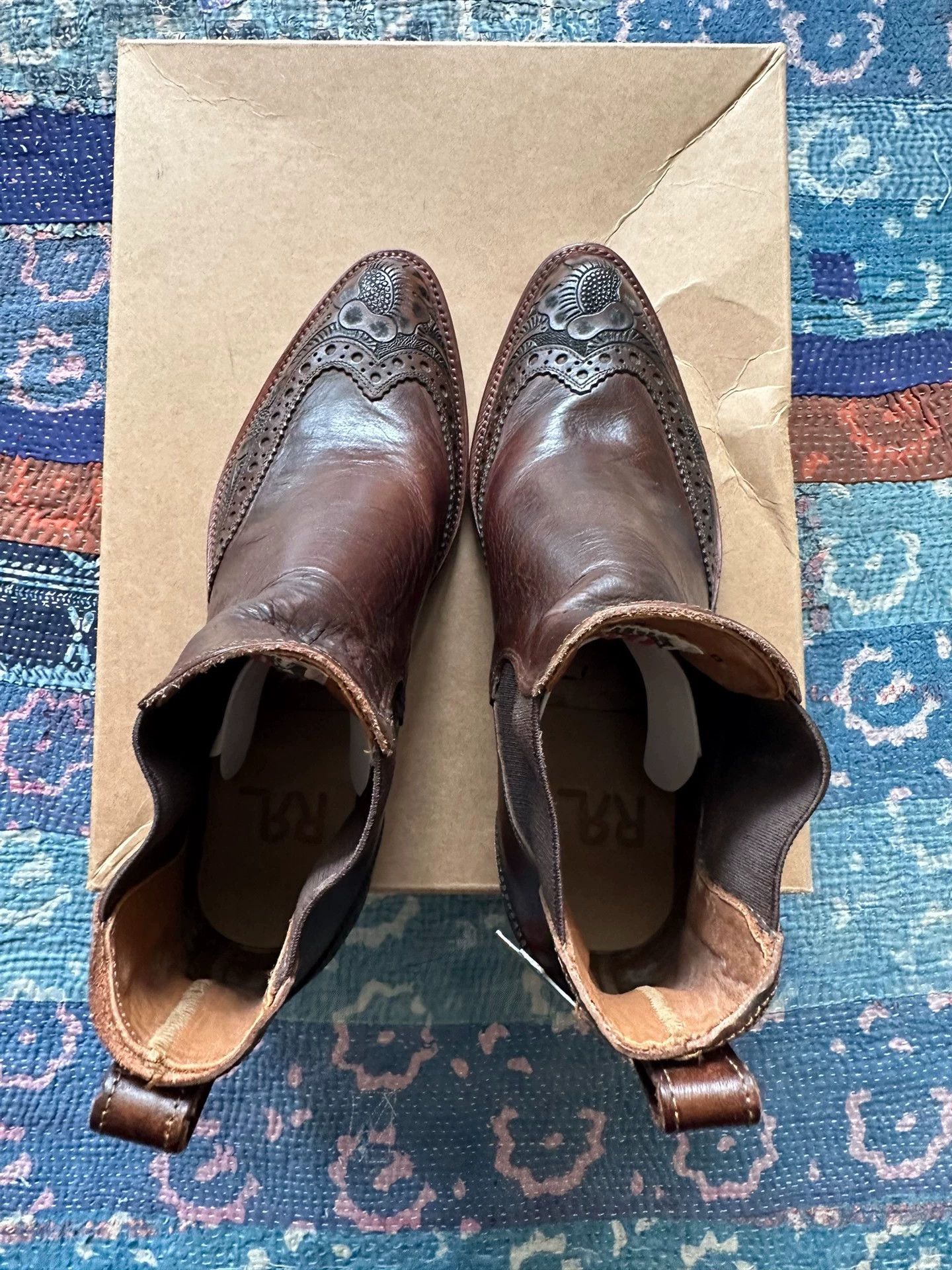 RRL Ralph Lauren rrl Carved Western Chelsea Boots new in box 9D Size US 9 / EU 42 - 2 Thumbnail