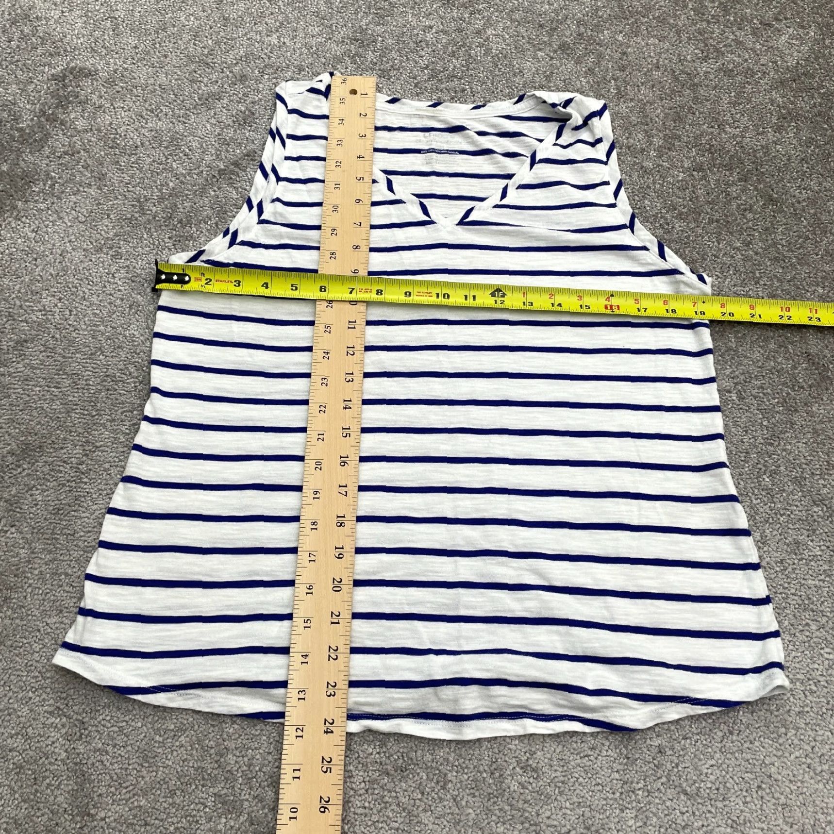 Vintage Chico's Basic Striped Tank Top Women's Medium Blue V-Neck Sleeveless Cotton Blend Casual Size M / US 6-8 / IT 42-44 - 7 Thumbnail