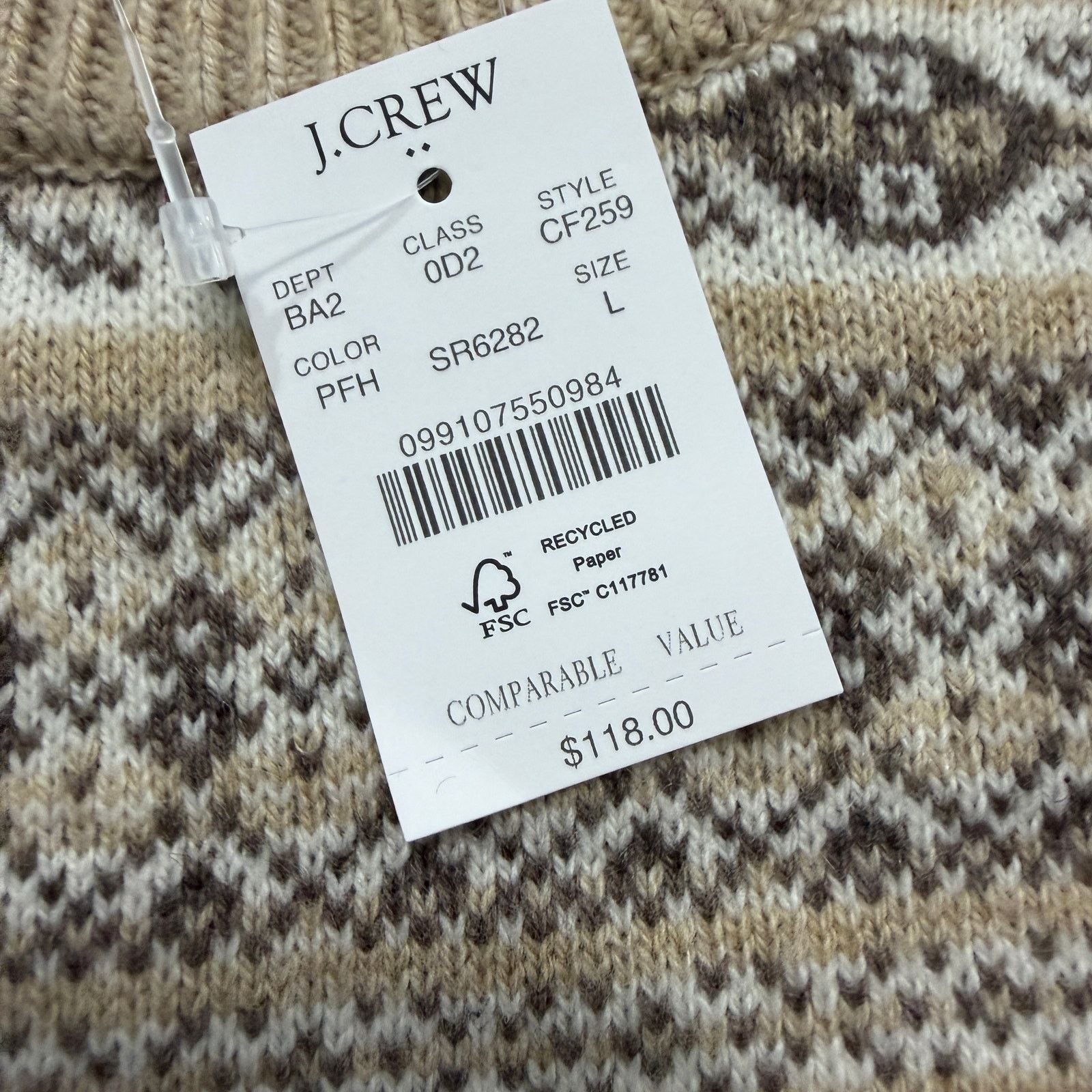 J.Crew J Crew Supersoft Lambswool Fair Isle Sweater Men's Large NEW Size US L / EU 52-54 / 3 - 4 Thumbnail
