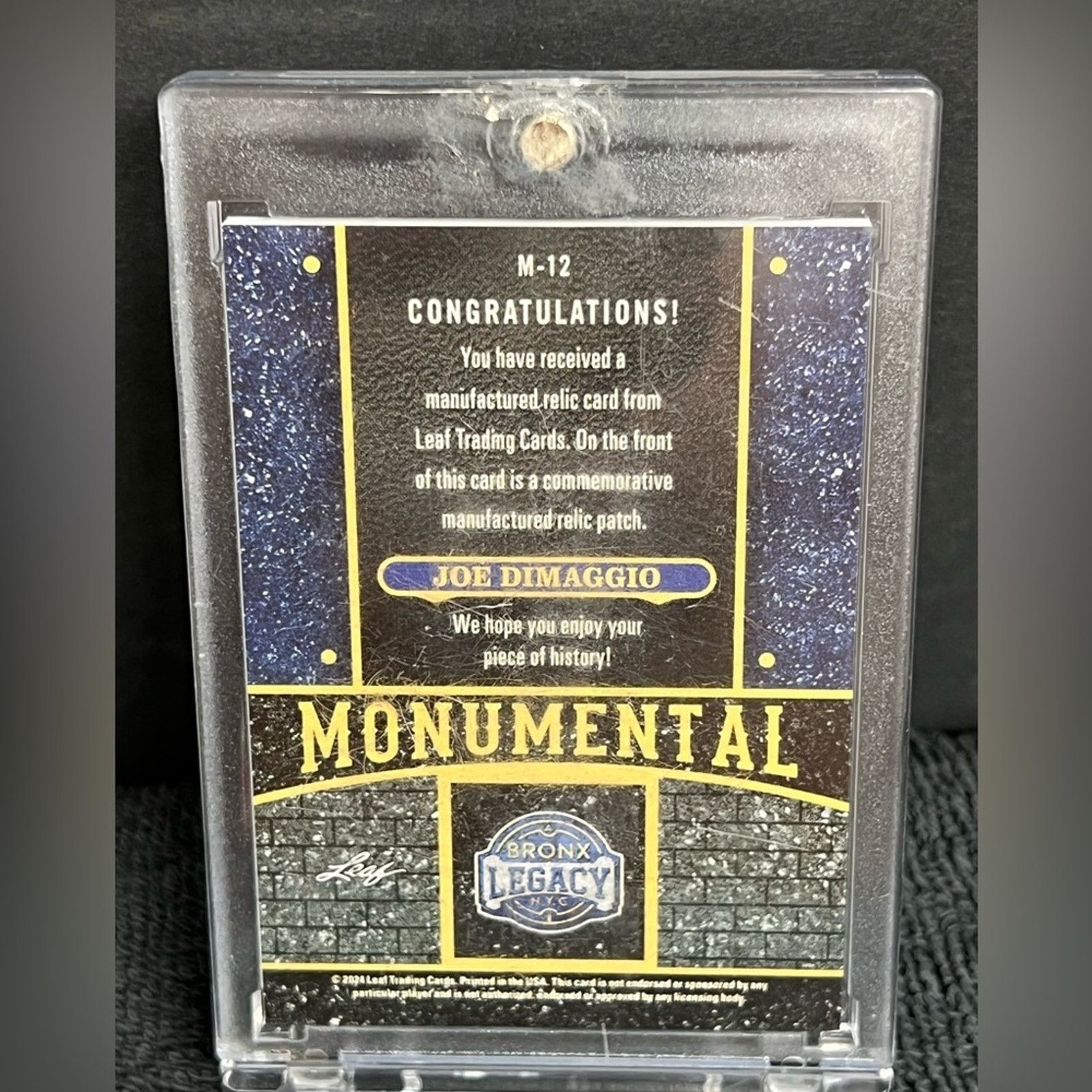 MLB 2024 Leaf A Bronx Legacy JOE DIMAGGIO Patch #D 2/4 RARE Size ONE SIZE - 5 Thumbnail