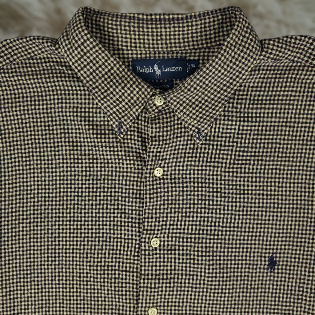 Ralph Lauren Ralph Lauren Shirt Mens 3XB Beige Blue Check Pony Casual Button Up Long Sleeve Shirt Blues Beige 3XB Big & Tall Mens Size US XXL / EU 58 / 5 - 1 Thumbnail