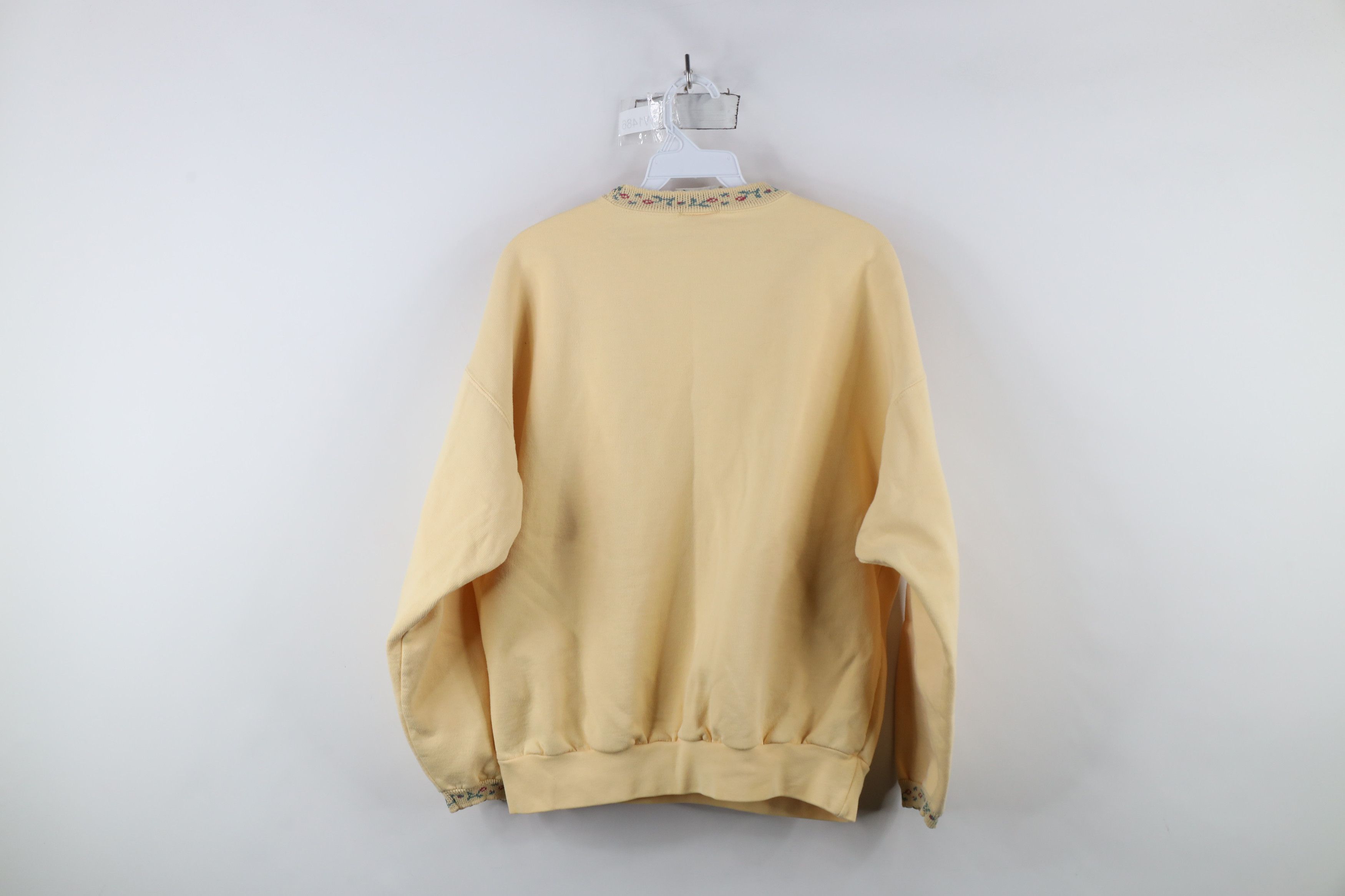 Vintage Vintage 90s Country Primitive Flower Sweatshirt Yellow Size L / US 10 / IT 46 - 9 Thumbnail