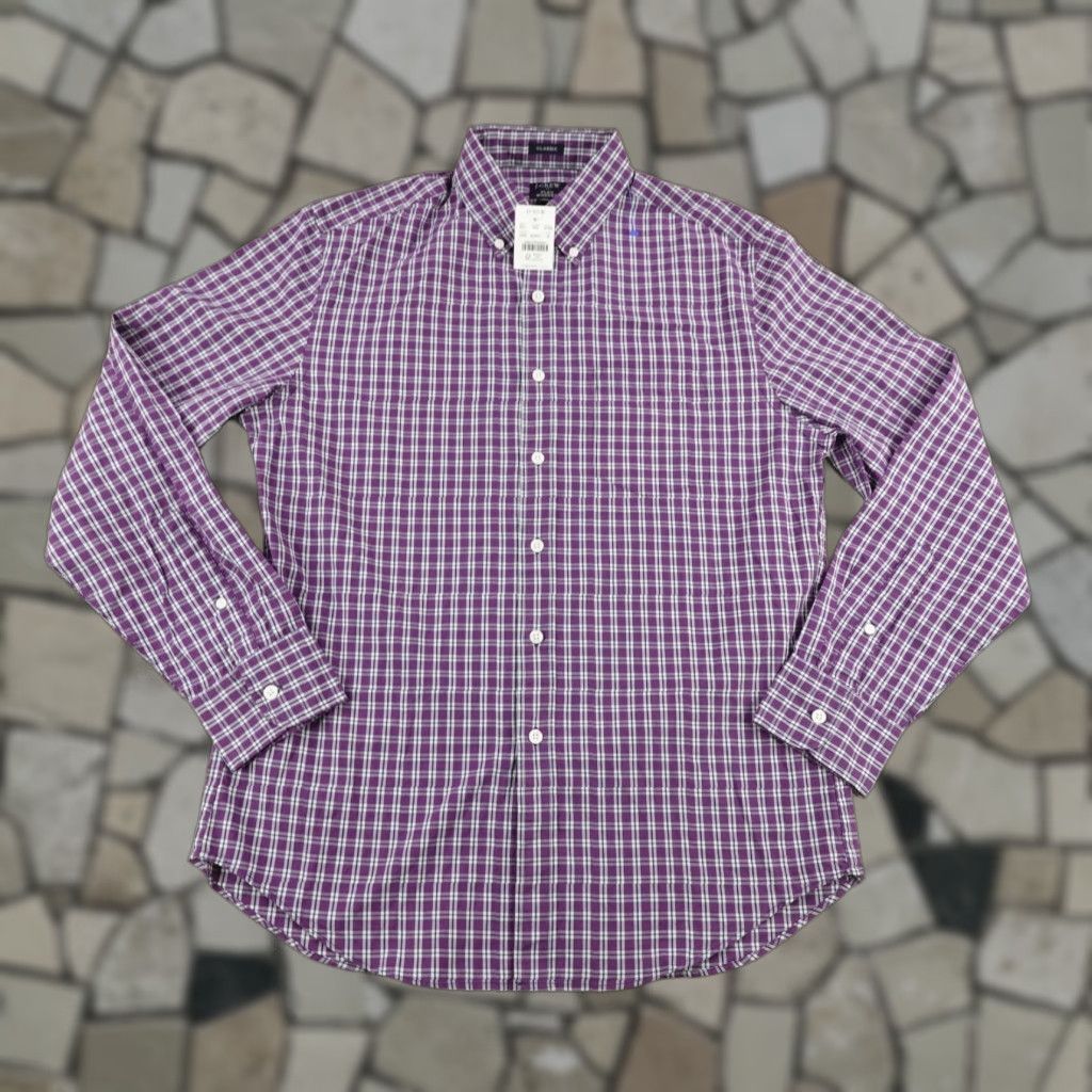 J.Crew VINTAGE J.CREW Men's Shirt Adult Medium Long Sleeve Cotton Plaid Button-Up Classic Purple Size US M / EU 48-50 / 2 - 1 Thumbnail