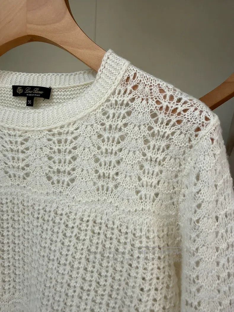 Loro Piana Loro Piana Cream-style cashmere crochet sweater two-piece Size XXS / US 00 / IT 34 - 2 Thumbnail