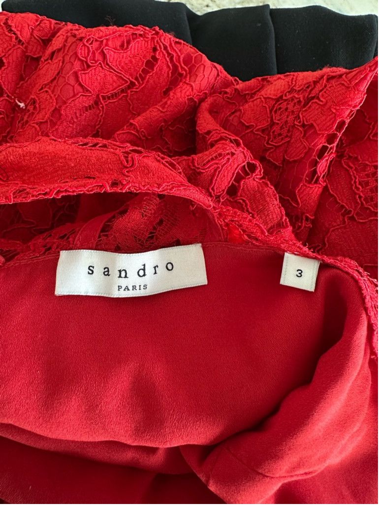 Sandro Women's Sandro Red Lace Dress Size 3 Size L / US 10 / IT 46 - 7 Thumbnail