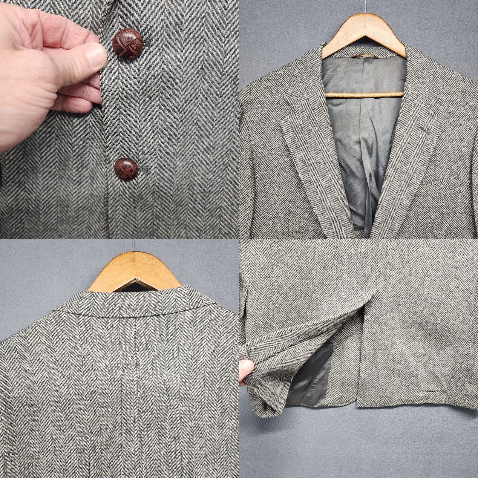 Vintage VINTAGE Redwood & Ross Sport Coat Jacket Mens Grey Tweed Herringbone Wool 42 R Size US XS / EU 42 / 0 - 9 Thumbnail