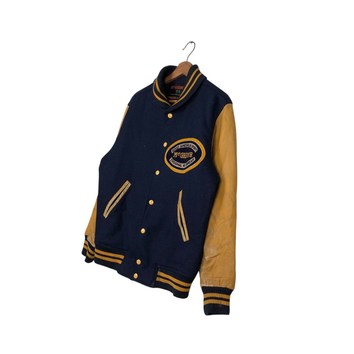 Japanese Brand × Vintage 📌Vintage Leather Varsity Jacket Mc Gregor Big Logo Size US M / EU 48-50 / 2 - 3 Thumbnail