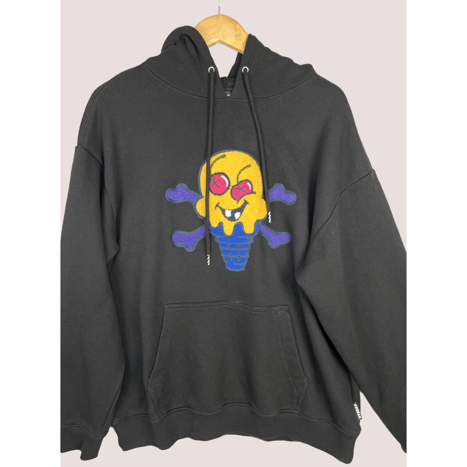 Vintage ICECREAM Hoodie Mens XL Black Avery Sweatshirt Streetwear Chenille Patch Sweatshirt Size US XL / EU 56 / 4 - 1 Thumbnail